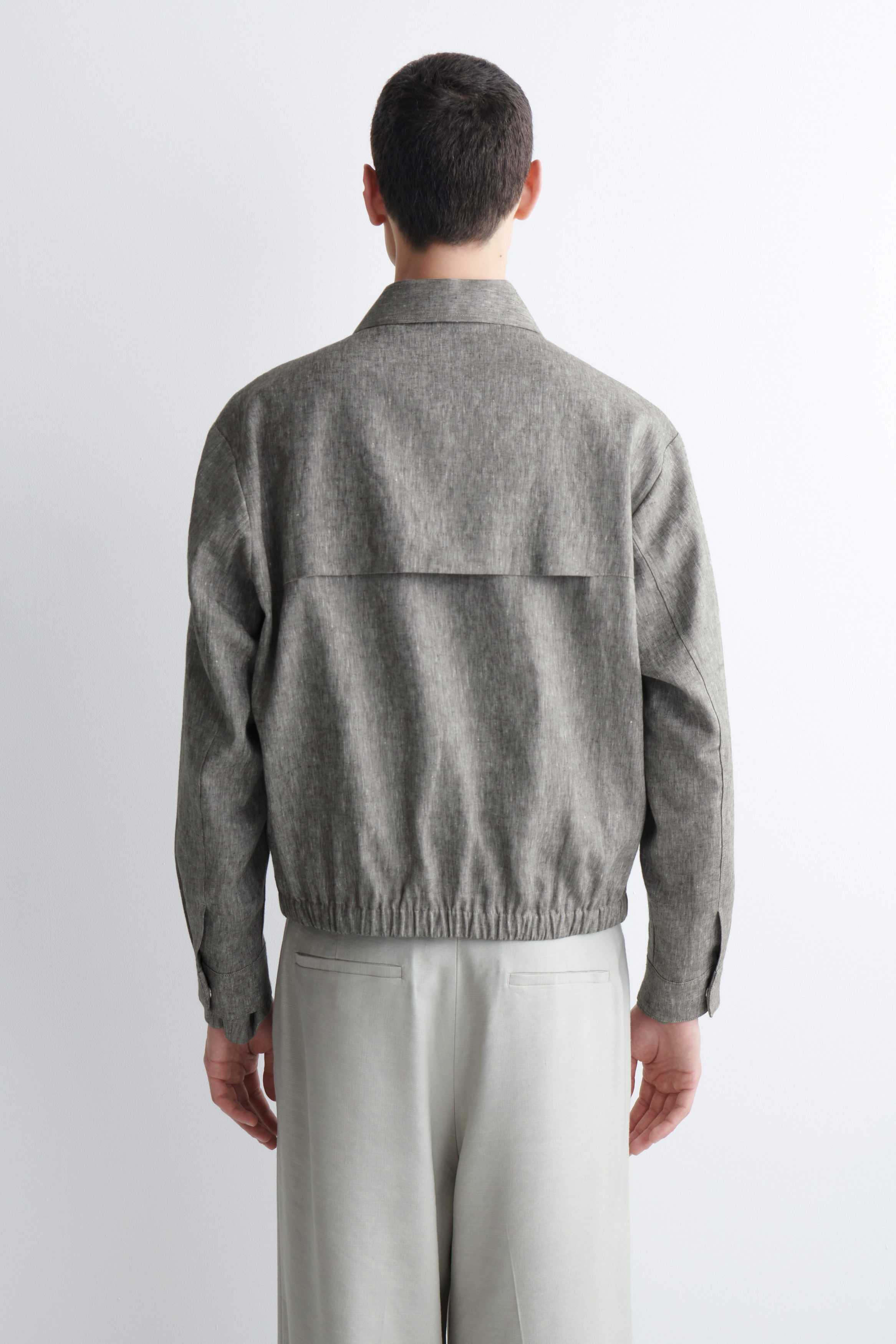 LINEN BLOUSON JACKET - GRAY MÉLANGE | COS US