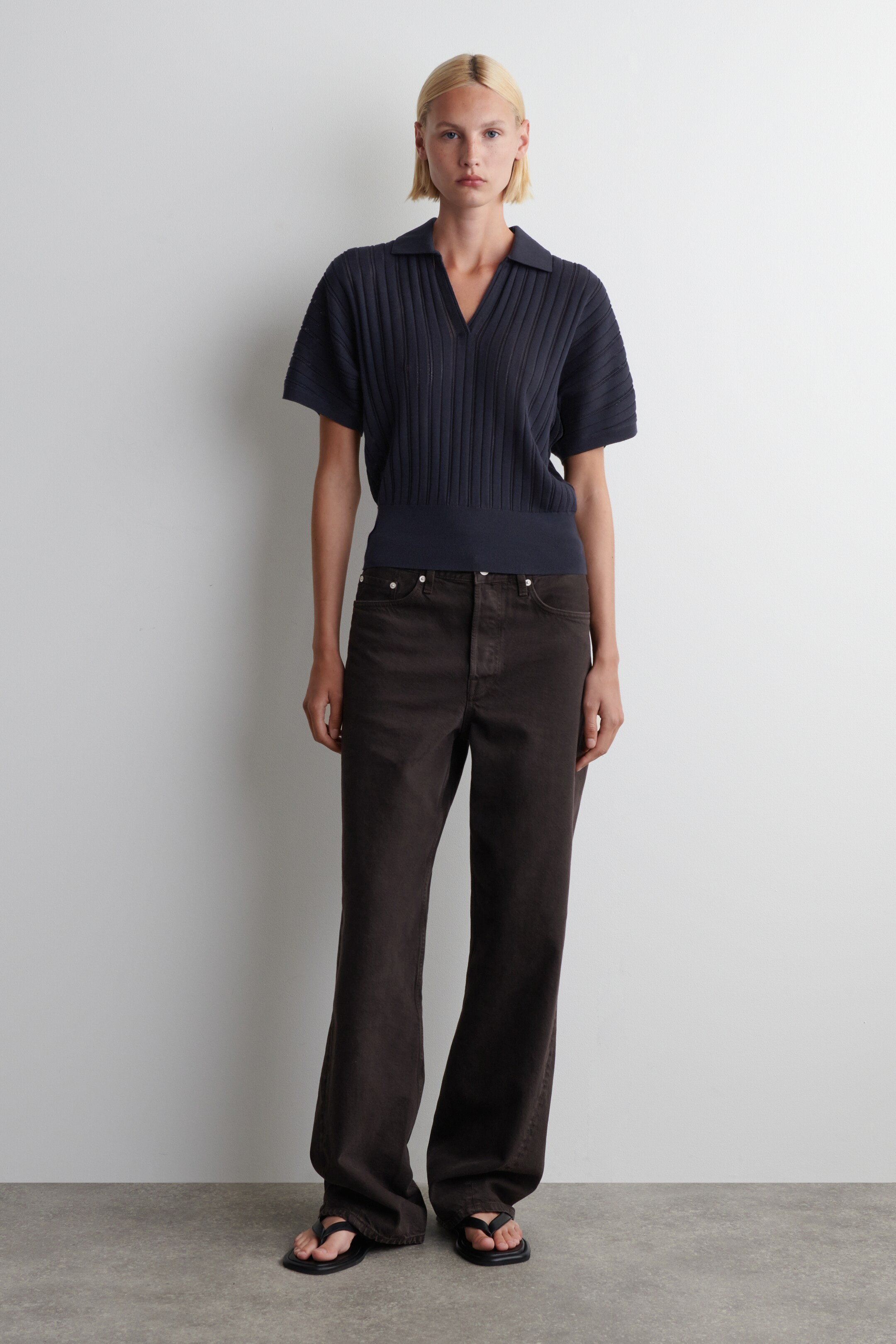 Ver imagen más grande: CAMISA DE ALGODÓN EN PUNTO POINTELLE - AZUL MARINO - MUJER | H&M ES 2