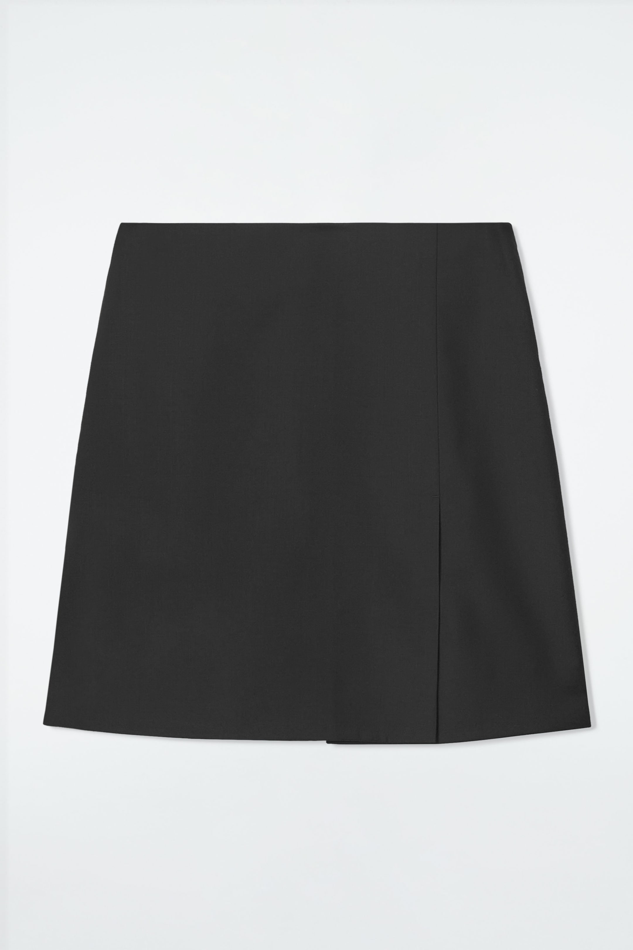 WRAP-EFFECT WOOL MINI SKIRT