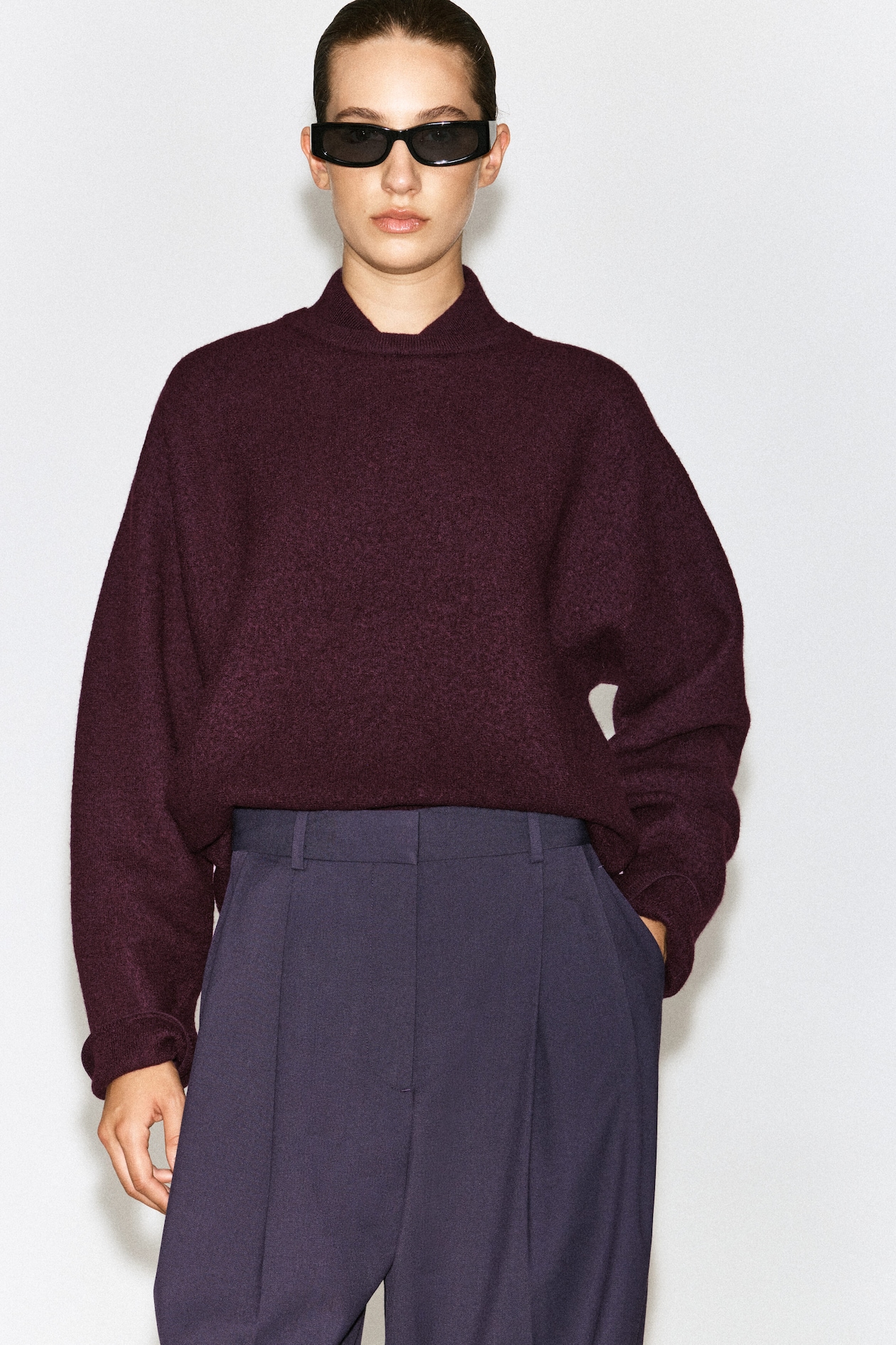 PLEATED BALLOON PANTS — DARK PURPLE