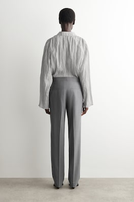 TAILORED WOOL STRAIGHT-LEG PANTS — GRAPHITE 5