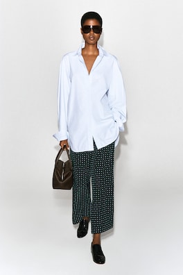 GEOMETRIC-PRINT CROPPED FLARED PANTS — GREEN / PRINTED 3