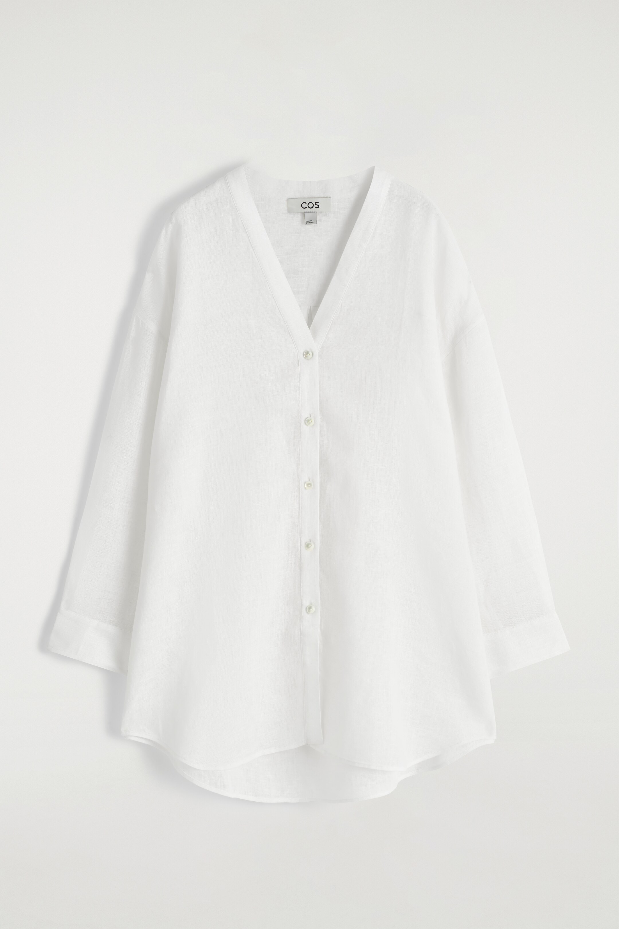 Agrandir l'image: CHEMISE OVERSIZE COL V EN LIN - BLANC - FEMME | H&M CH 6