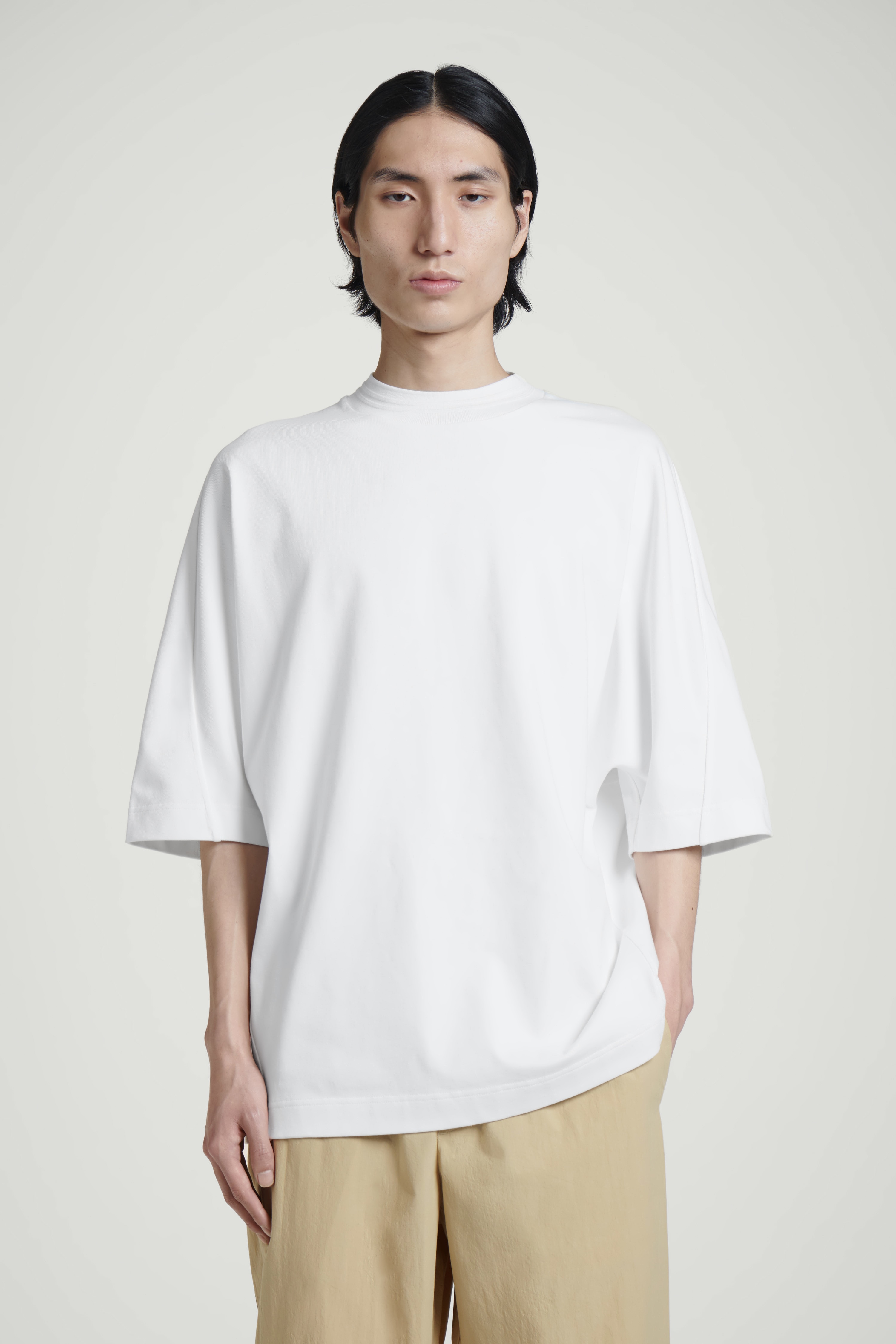 OVERSIZE'OWY T-SHIRT Z CIĘŻKIEGO DŻERSEJU - BIAŁY