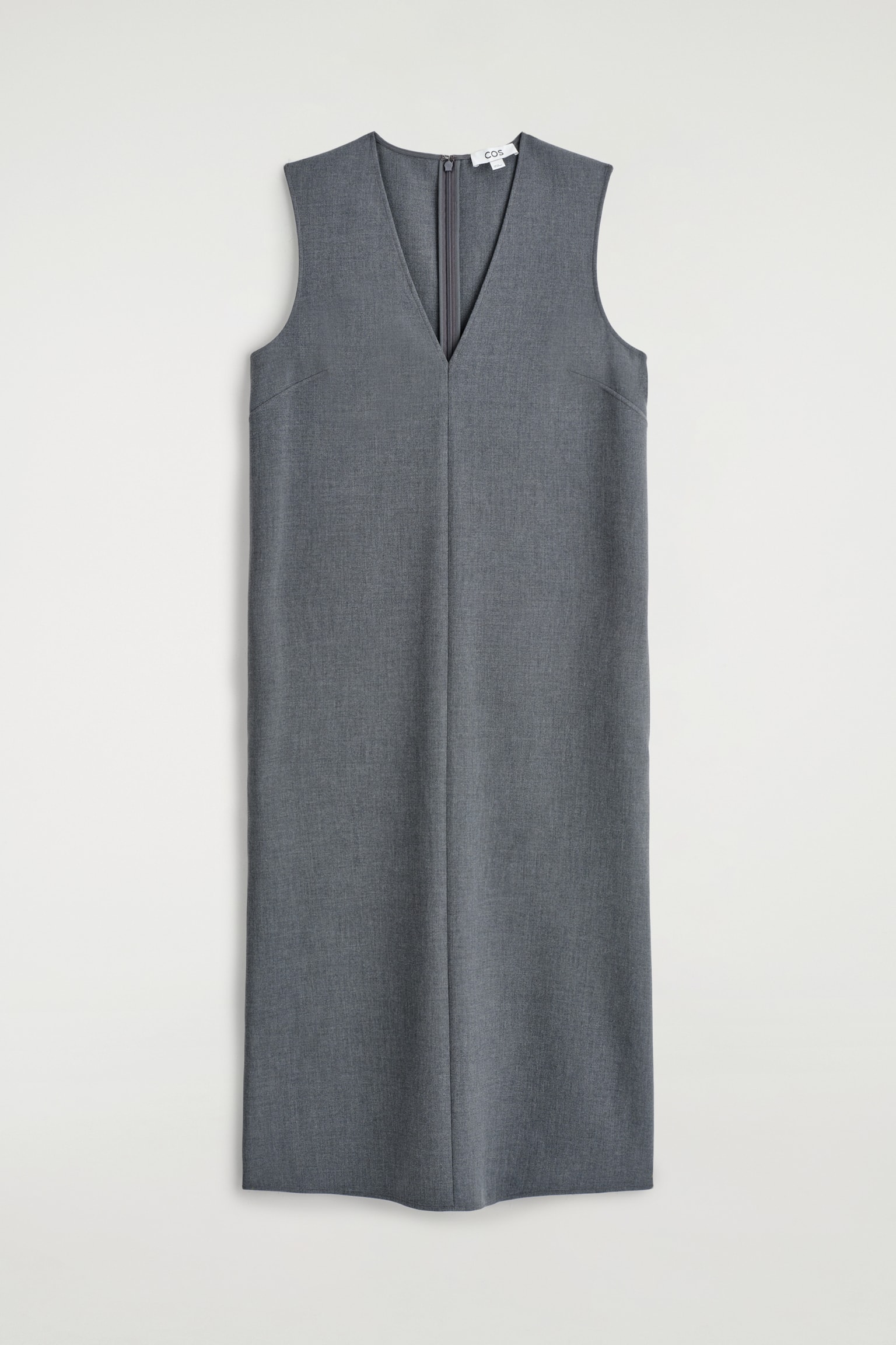 Mouwloze V-hals midijurk