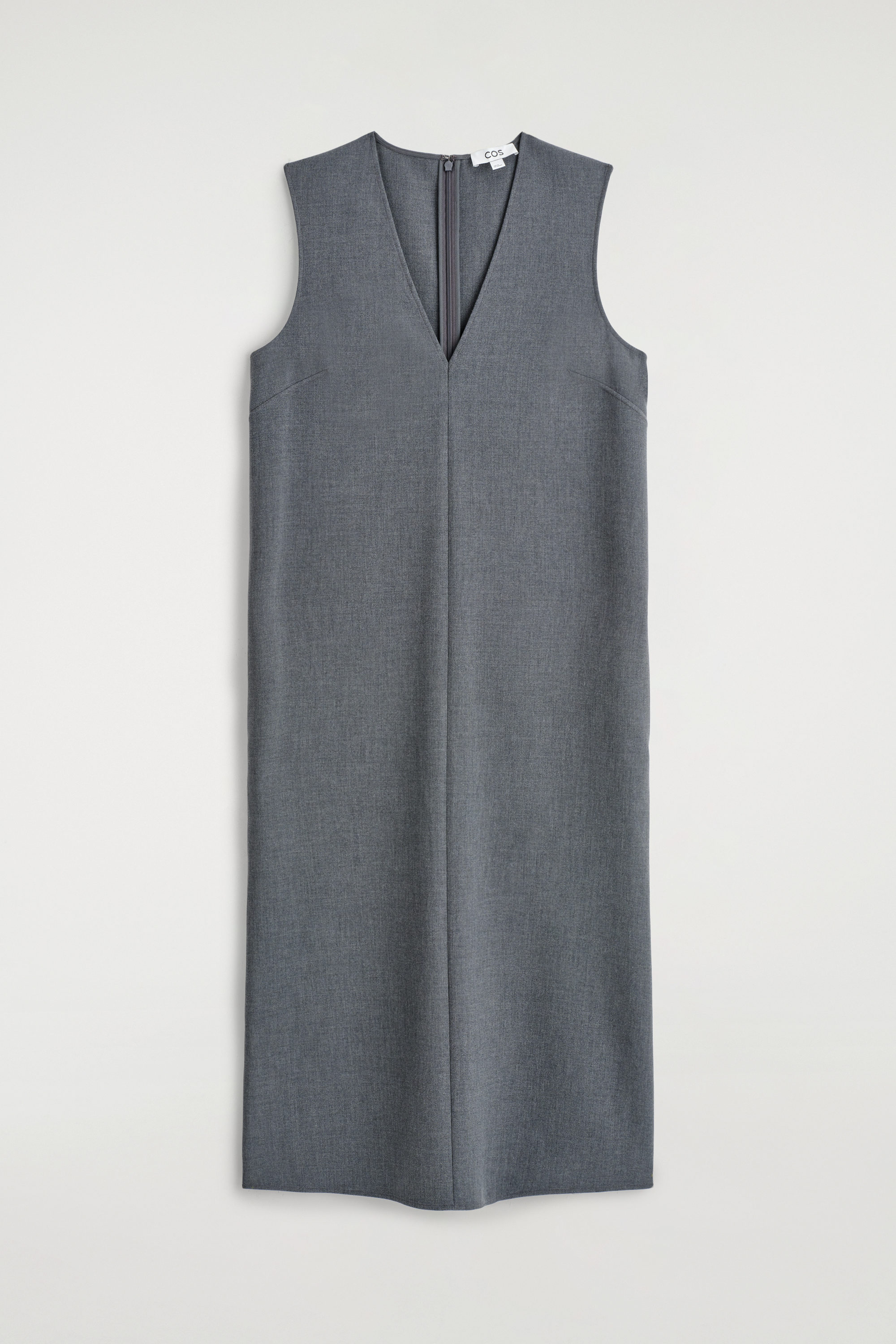 cos sleeveless cotton midi dress COS Women's Sleeveless V-Neck Midi Dress in Gray