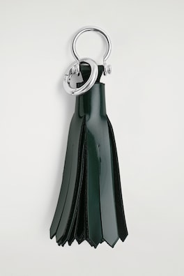 TASSELLED LEATHER KEYRING — DARK GREEN 2