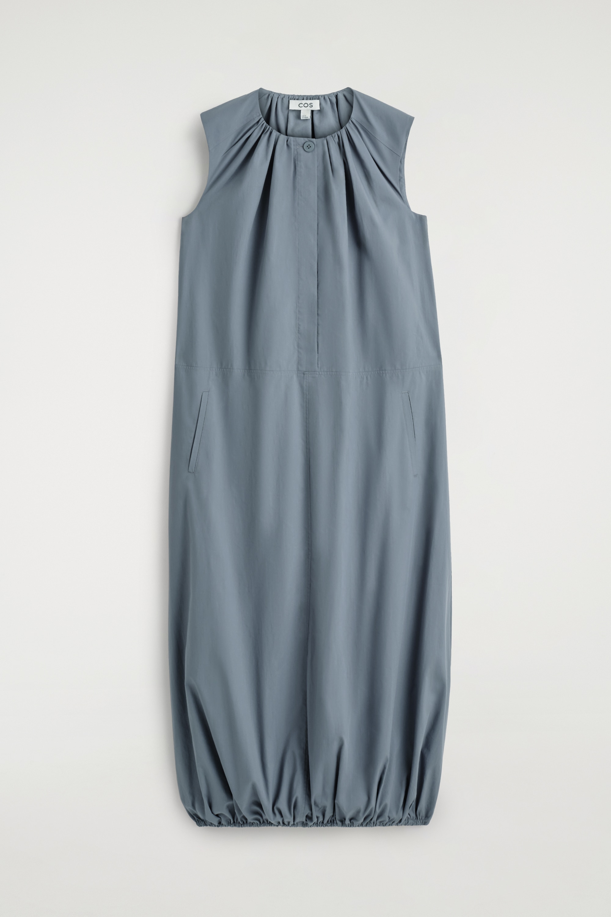 BUBBLE-HEM MIDI DRESS - ŠEDÁ/TMAVĚ ZELENÁ