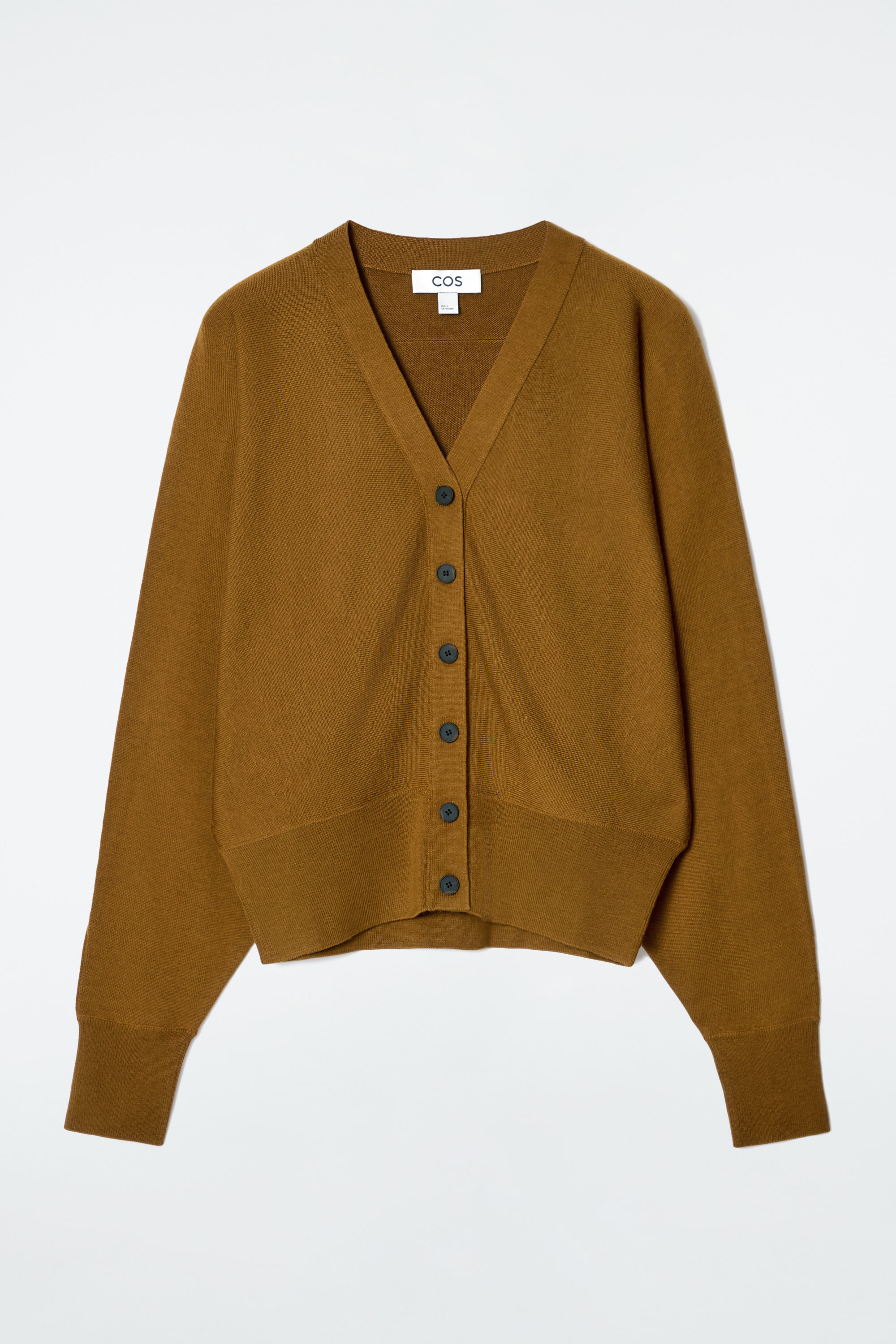 BATWING-SLEEVE MERINO WOOL CARDIGAN - OCHRE | COS