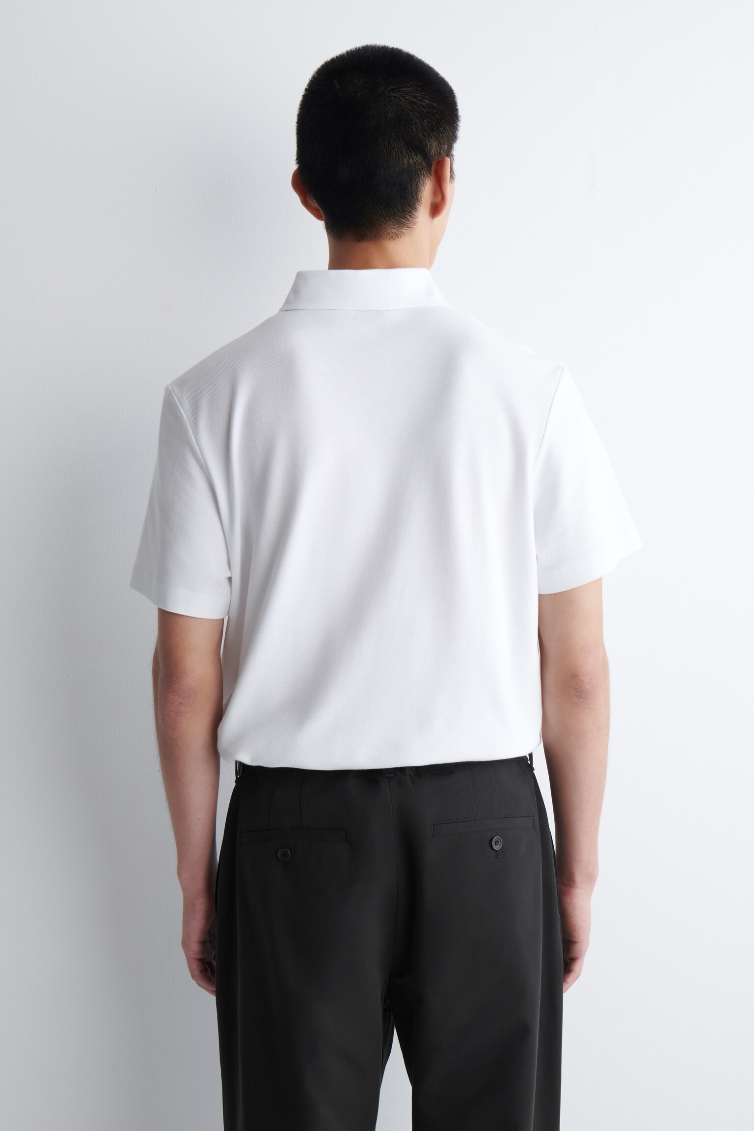 POLO EN PIQUÉ EN TISSU TECHNIQUE - BLANC/BLEU - 4