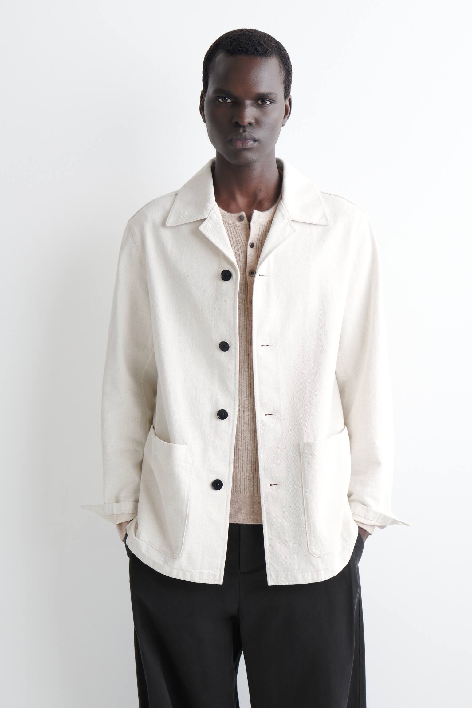 DENIM OVERSHIRT - לבן/INDIGO - 1