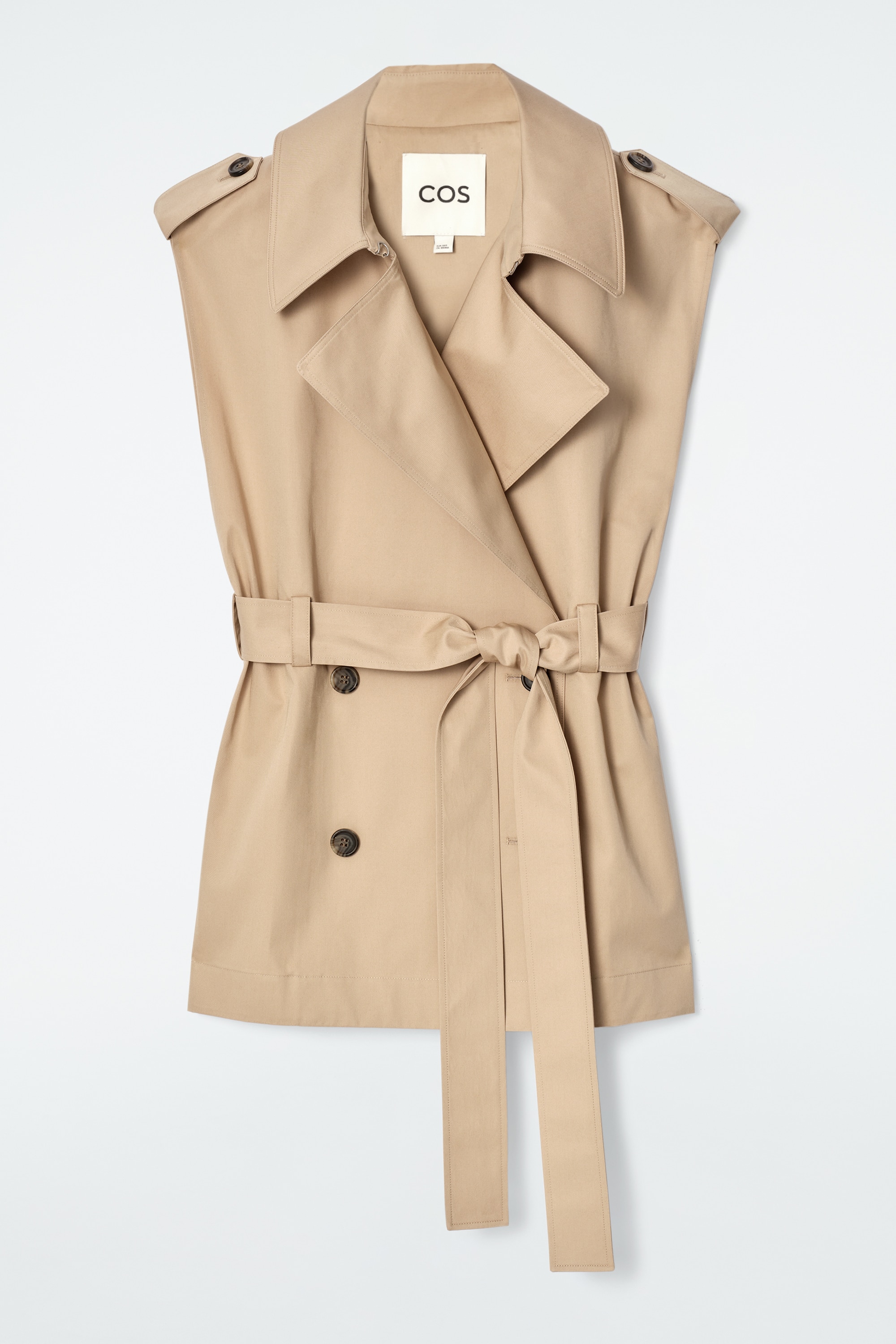 SLEEVELESS HYBRID TRENCH COAT - BEIGE