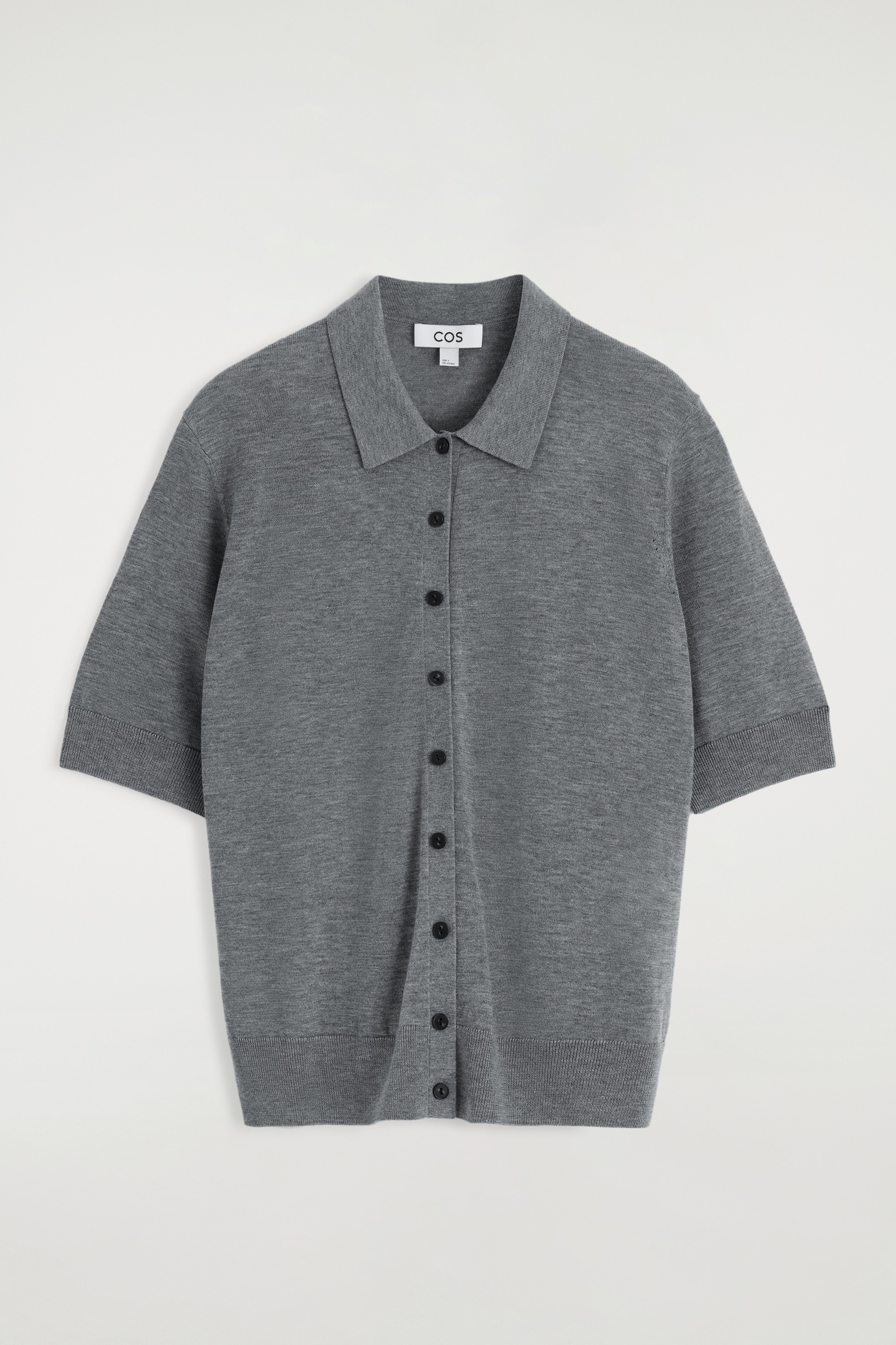 MERINÓ GYAPJÚKEVERÉK PÓLÓ KARDIGÁN - SZÜRKE MELANGE/PIROS