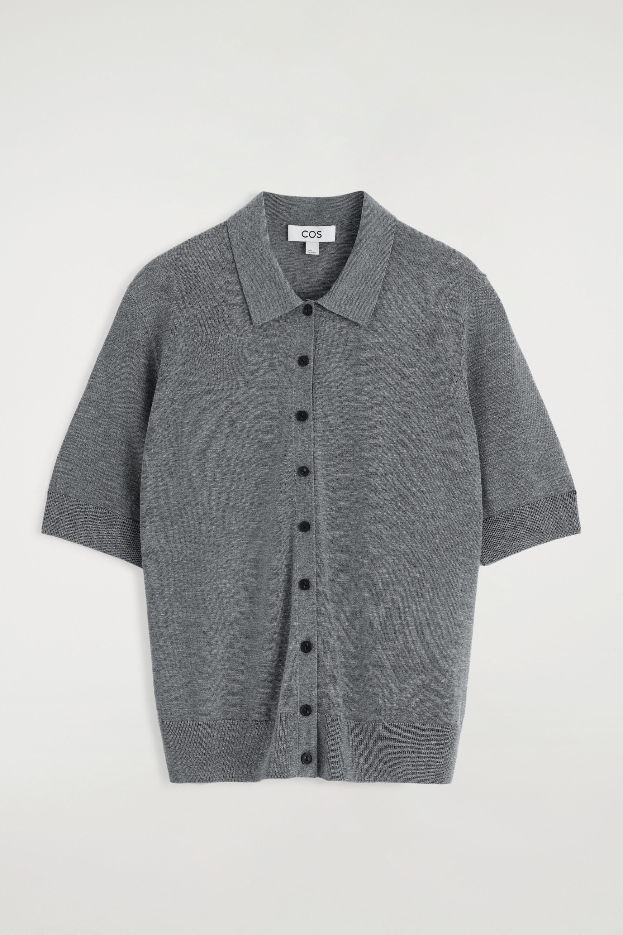 【COS】◆SPREAD COLLAR CARDIGAN - CHARCOAL◆1203300005◆ CROPPED SHORT-SLEEVED CARDIGAN - DARK BROWN | COS