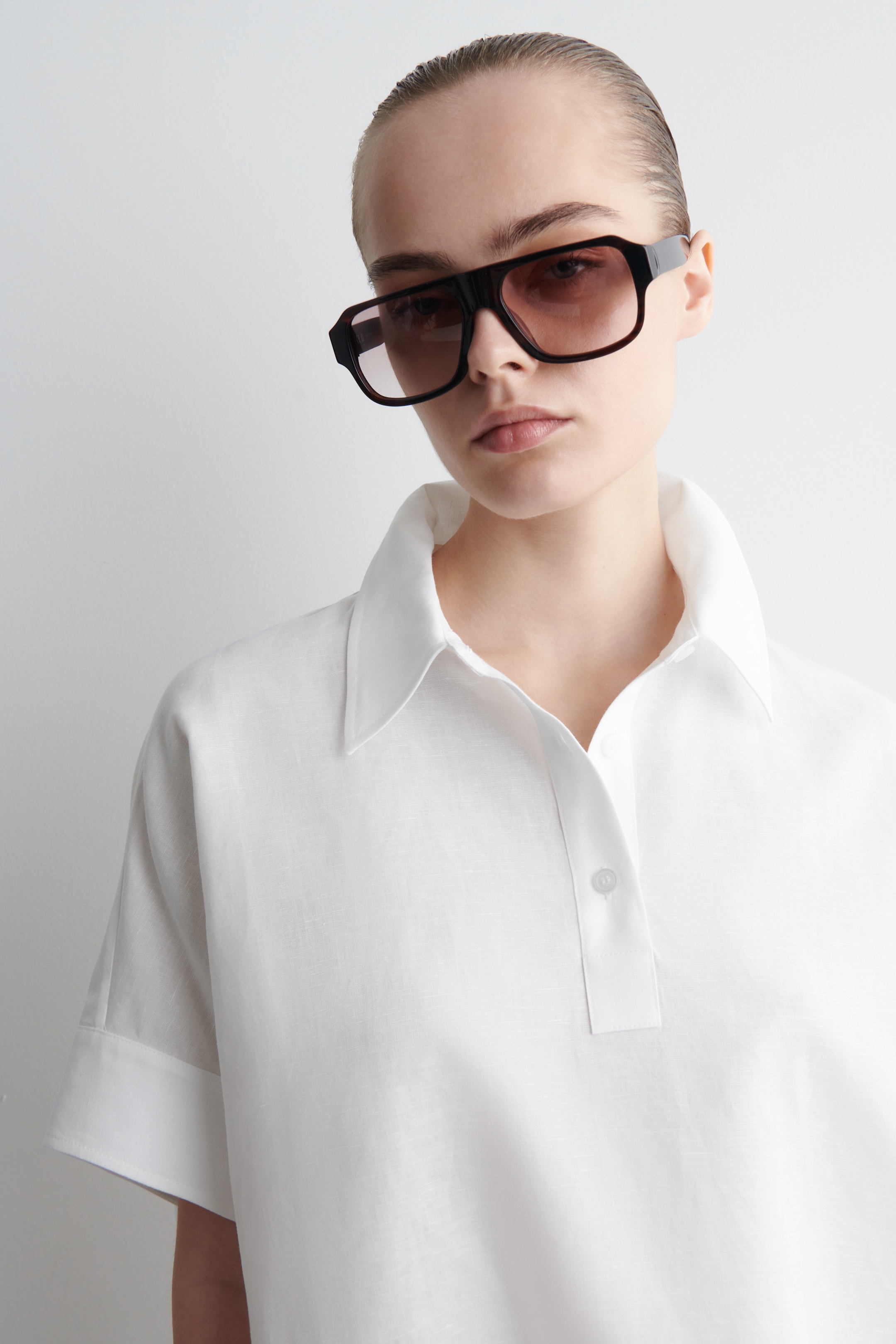Преглед на по-голямо изображение: ROUNDED LINEN-COTTON SHIRT DRESS - БЯЛО - ЖЕНИ | H&M BG 2