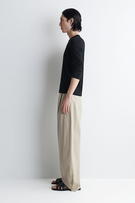 SLIM RIBBED COTTON LONG-SLEEVED T-SHIRT — BLACK 3