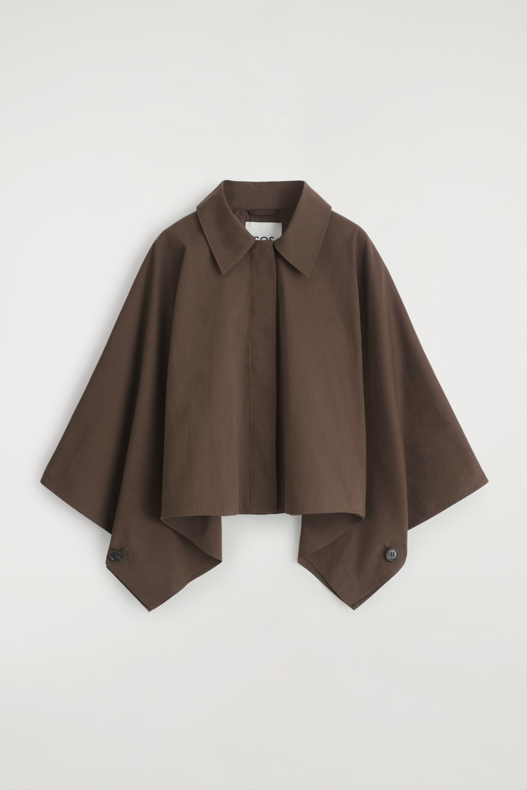 CROPPED TRENCH COAT CAPE - DARK BROWN/LIGHT BEIGE