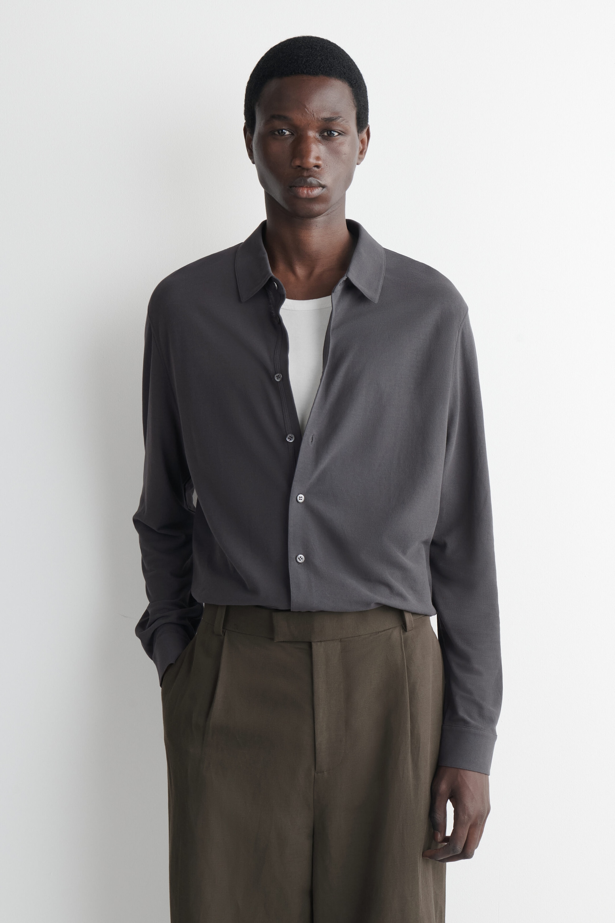 CHEMISE DRAPÉE EN JERSEY DE COTON