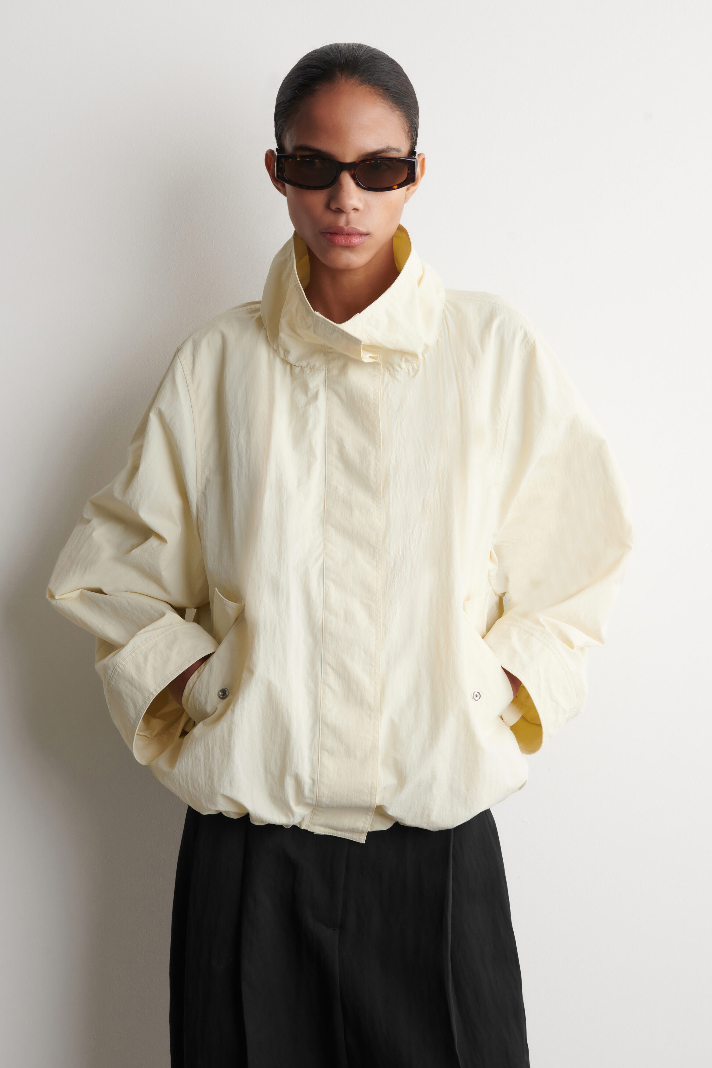 NYLON mock-NECK JACKET - CREAM | COS US