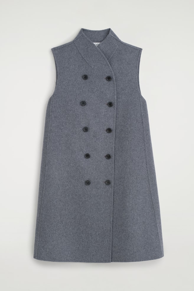 VESTIDO CORTO MEZCLA LANA DOBLE FAZ - GRIS/NEGRO - 1