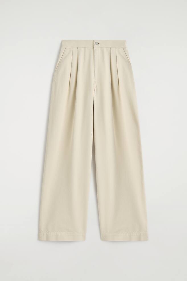 HOSE AUS DENIM MIT WEITEM BEIN UND BÜGELFALTEN - CREME/Dunkelblau - 1