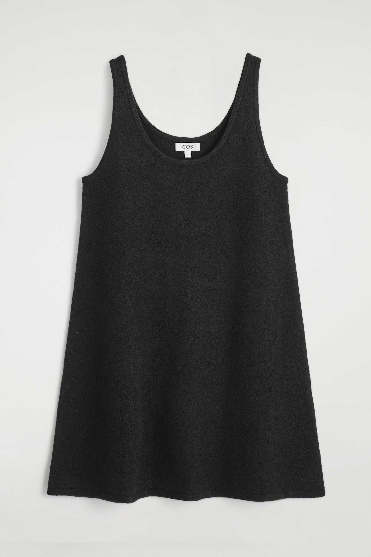 BOILED-WOOL A-LINE MINI DRESS - BLACK - 2