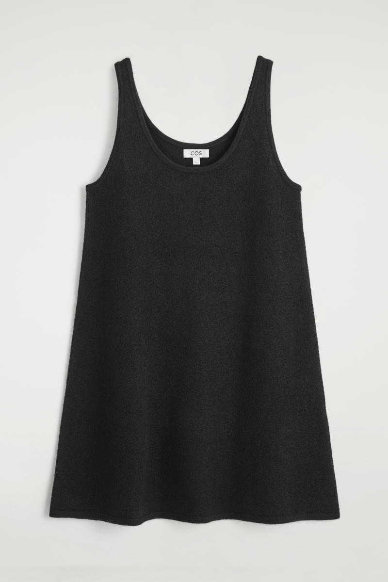 Cos Boiled-wool A-line Mini Dress In Black
