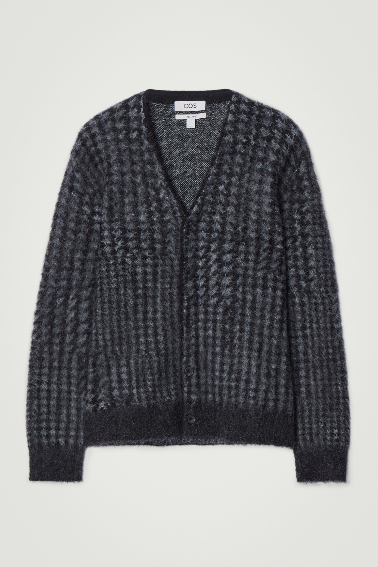 HOUNDSTOOTH MOHAIR-BLEND CARDIGAN - BLACK / HOUNDSTOOTH