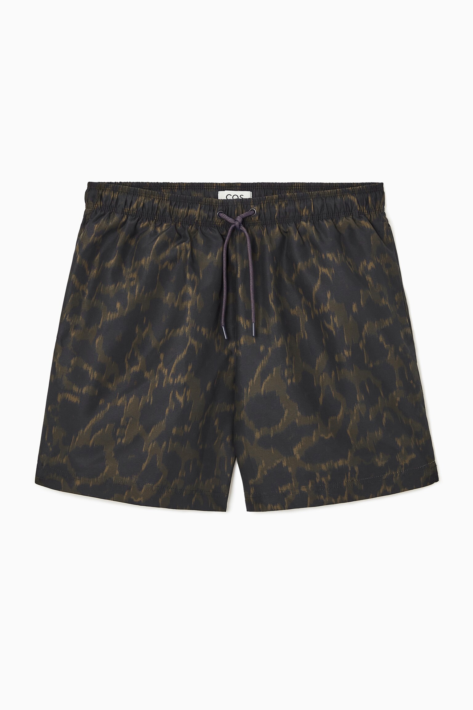PRINTED DRAWSTRING SWIM SHORTS - GREY / ANIMAL PRINT