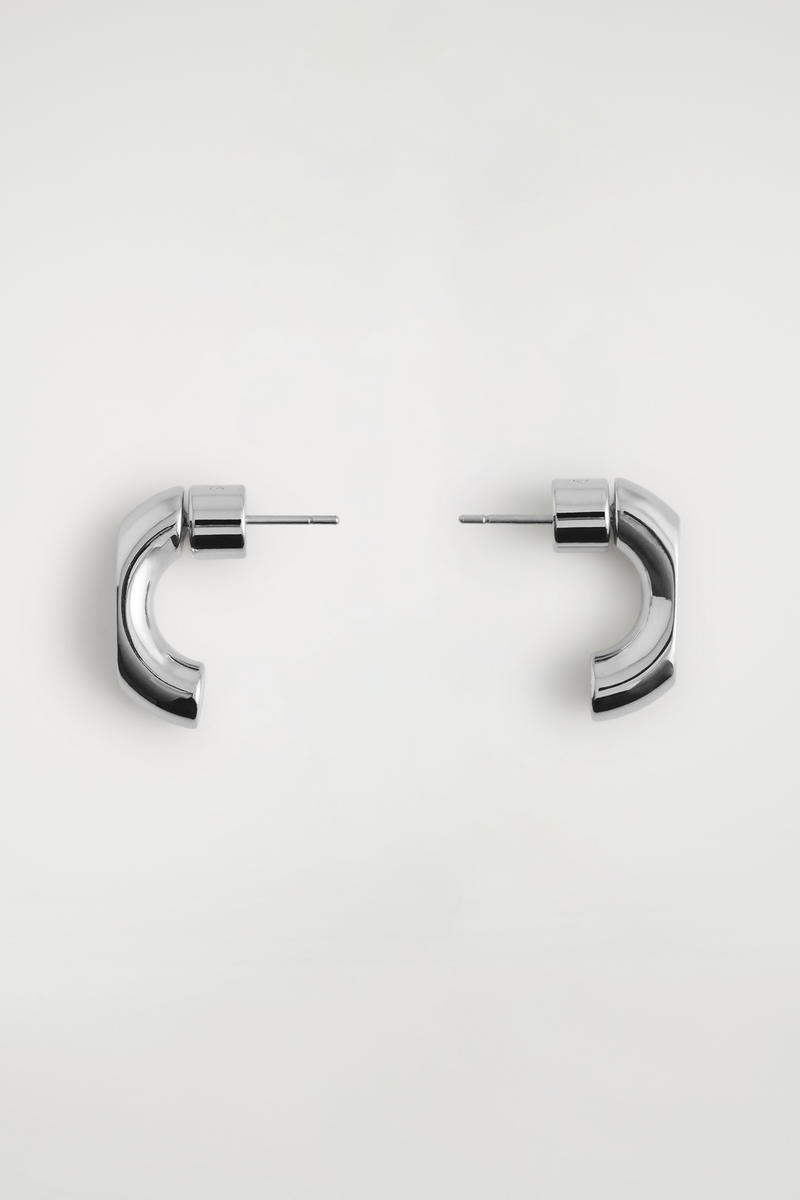 Cos Faceted Stud Earrings In Silver
