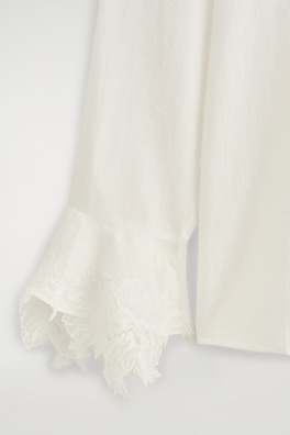 FLUID LACE-DETAIL SHIRT — IVORY 7