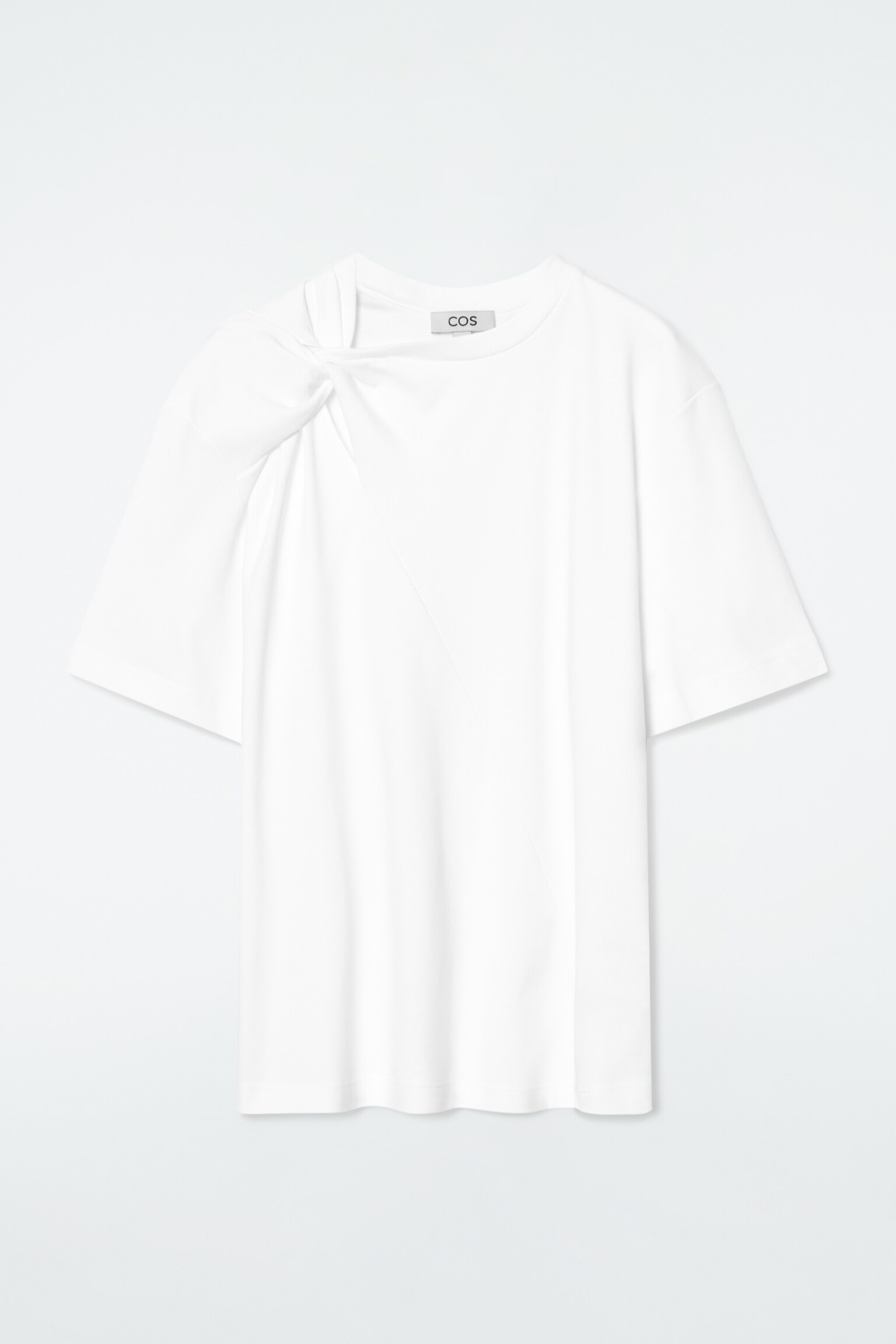 REGULAR TWIST-NECK T-SHIRT - WHITE/BLACK