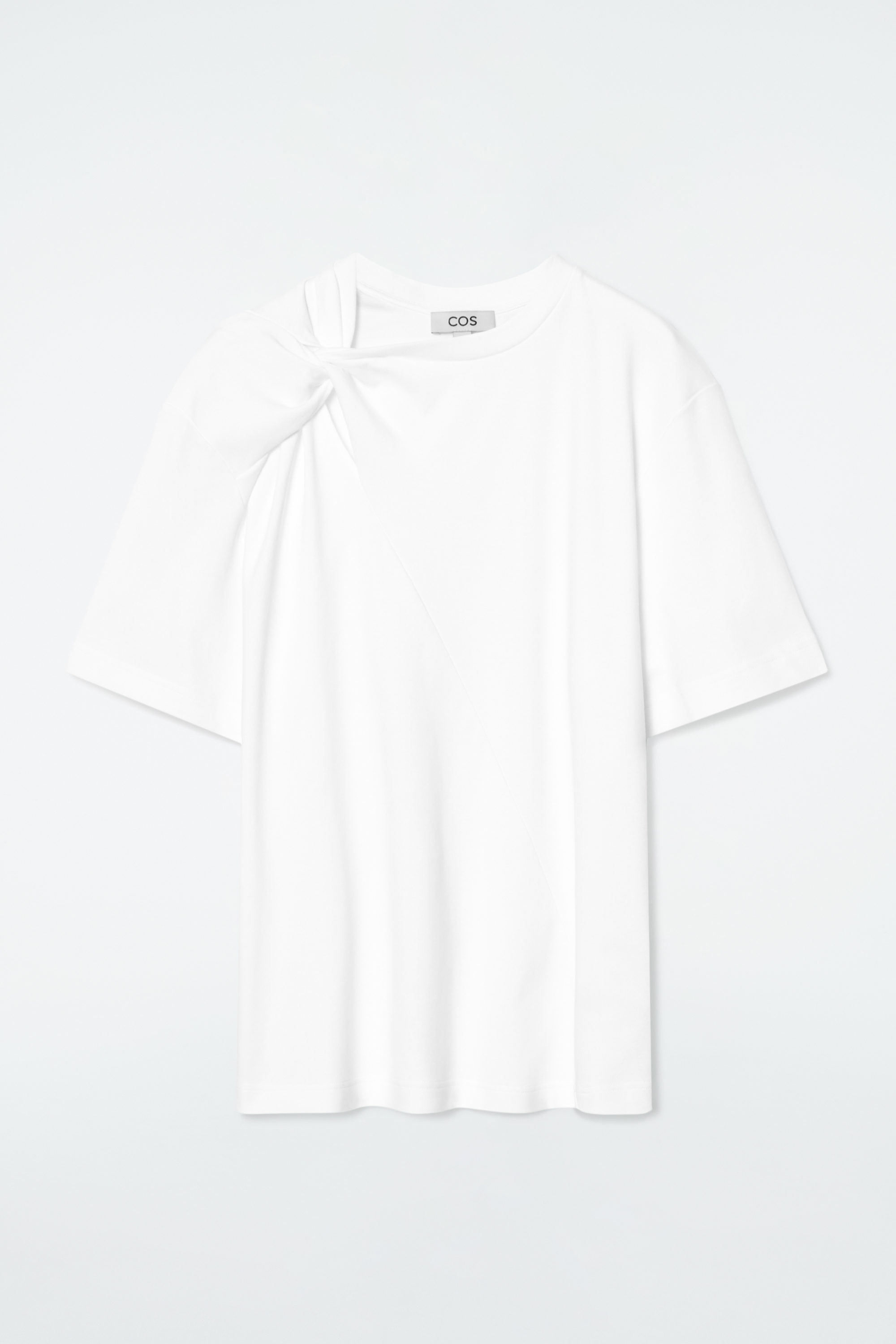 ツイストショルダー Tシャツ☆ Cotton Shoulder-Twist T-Shirt QINSEN Women's Sexy Twist Front V Neck T Shirts Double Lined