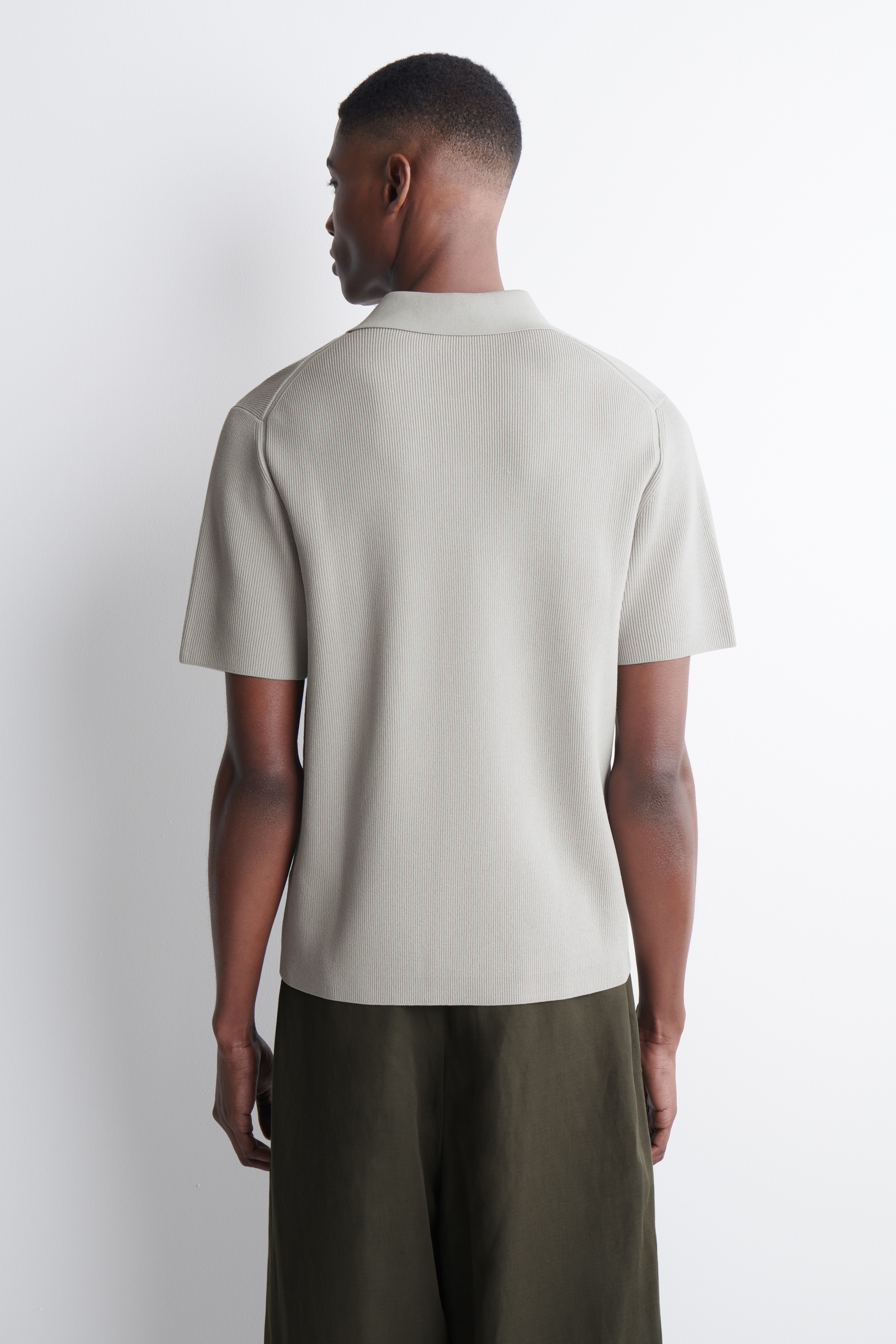SLIM RIBBED BOUCLÉ-KNIT POLO SHIRT
