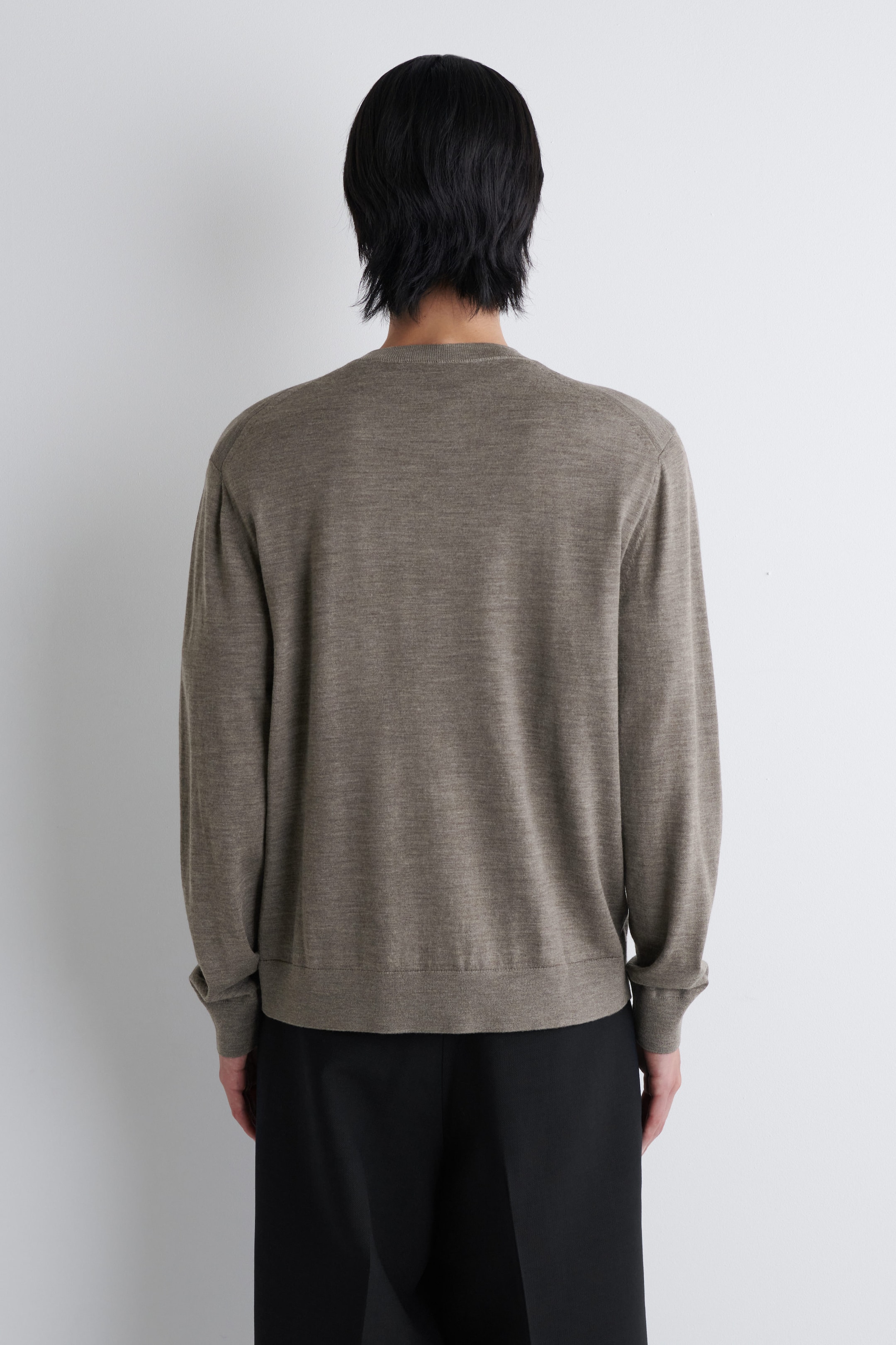 MERINO WOOL CREW-NECK CARDIGAN