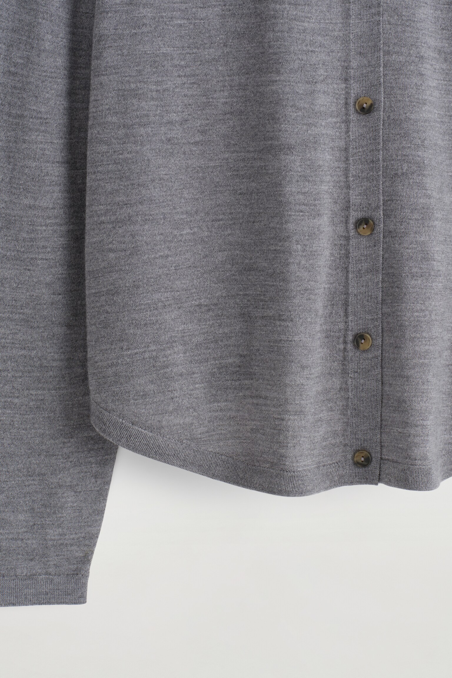 CARDIGAN À OURLET CIRCULAIRE EN LAINE MÉRINOS - GRIS CHINÉ/NOIR/BRUN ROUILLE - 6