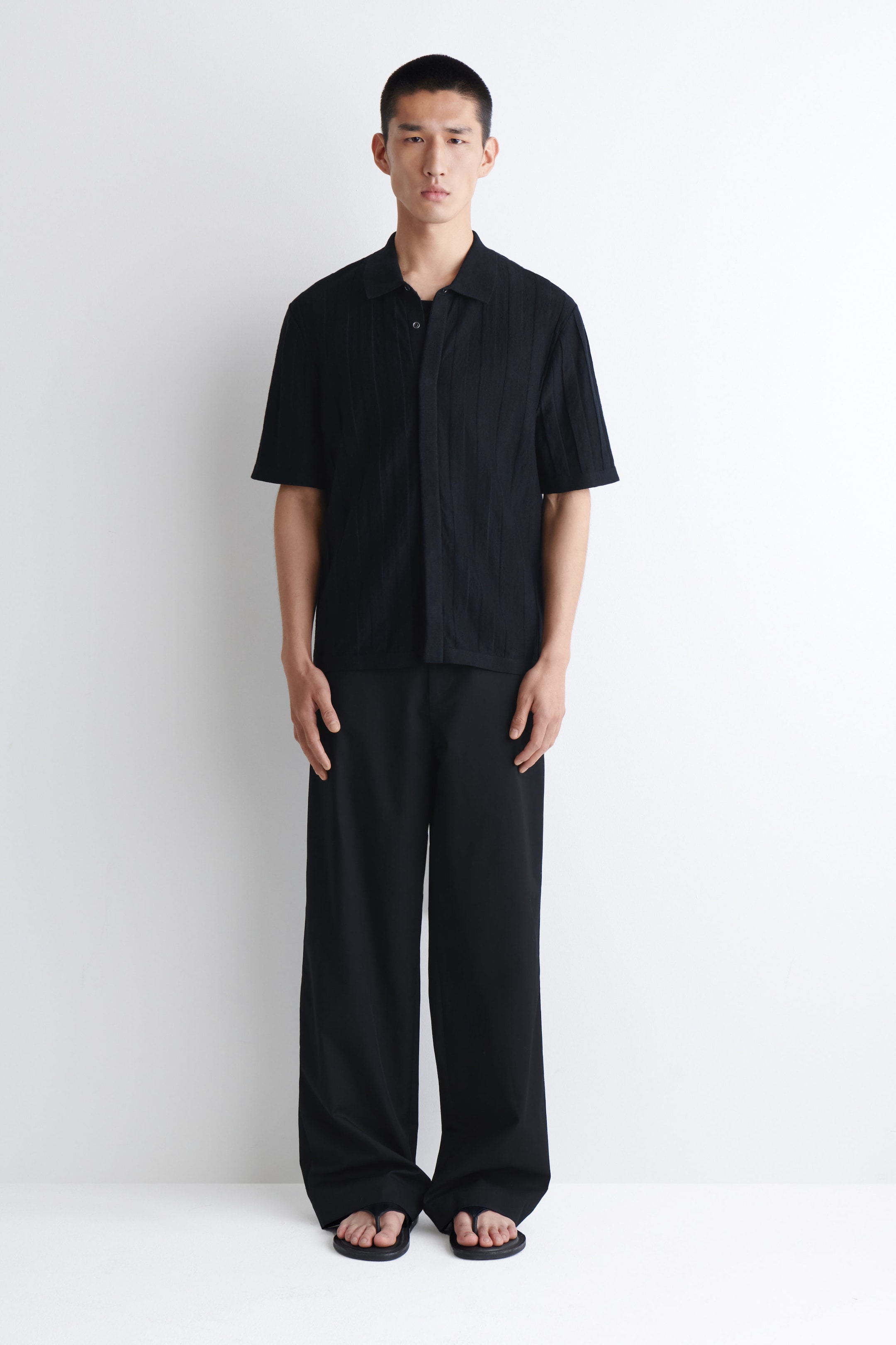 STRIPED KNITTED LINEN SHIRT