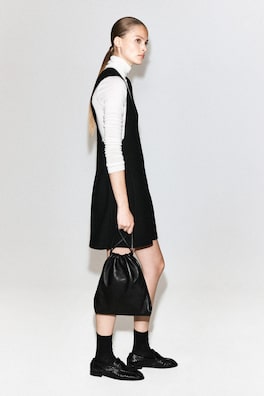 BOILED WOOL-BLEND MINI PINAFORE DRESS — BLACK 3