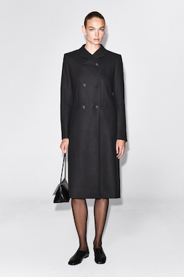 TAILORED WOOL-TWILL LONG COAT — NAVY 2