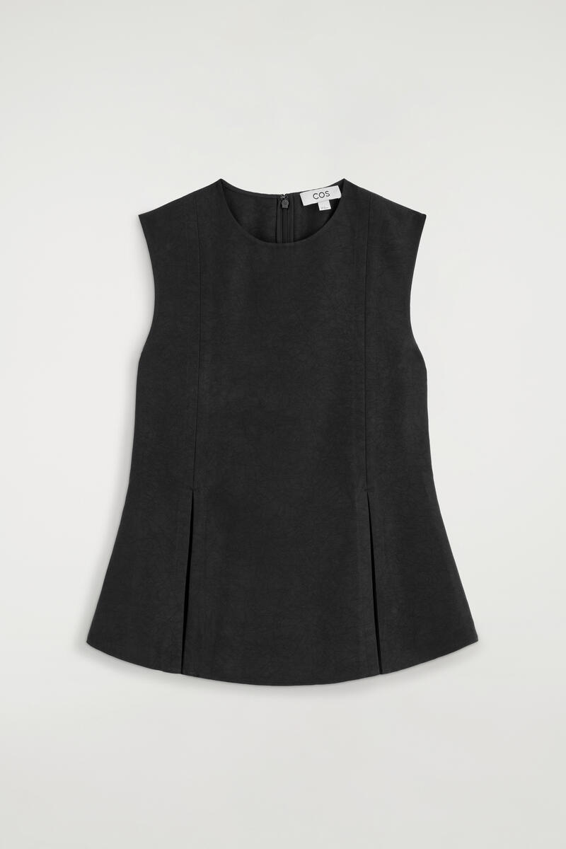 Cos Pleated Peplum Top In Black