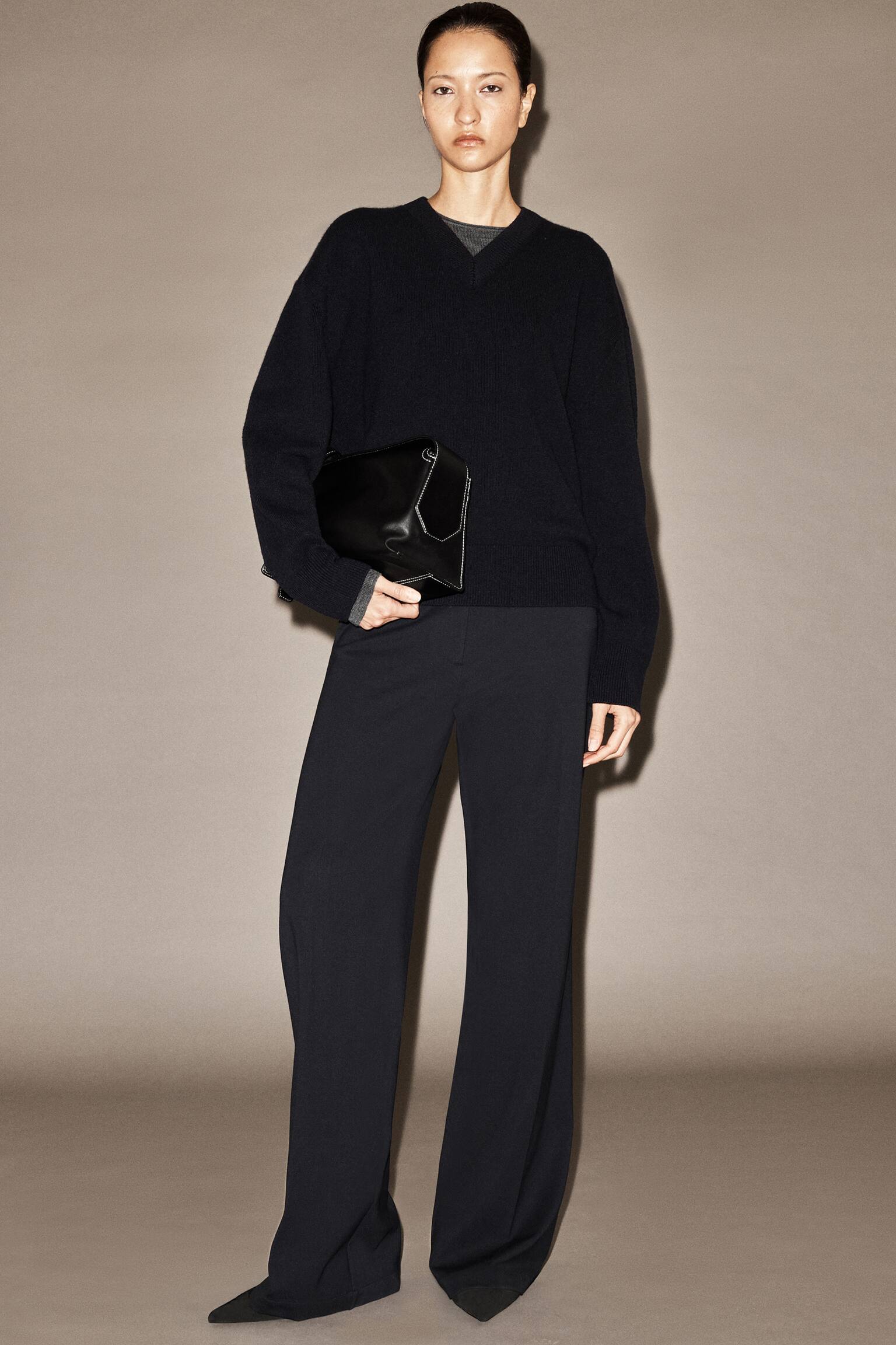 FEIN GESTRICKTE HOSE MIT GERADEM BEIN - NAVYBLAU - 6