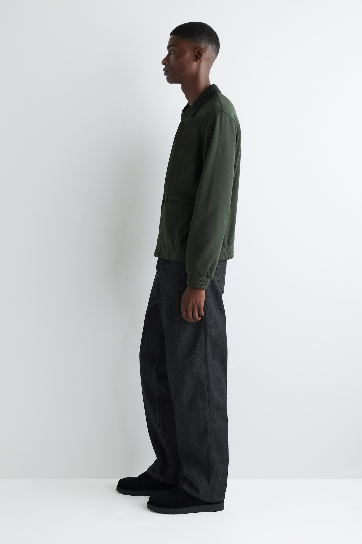 VESTE HARRINGTON EN MAILLE - VERT FONCÉ - 4