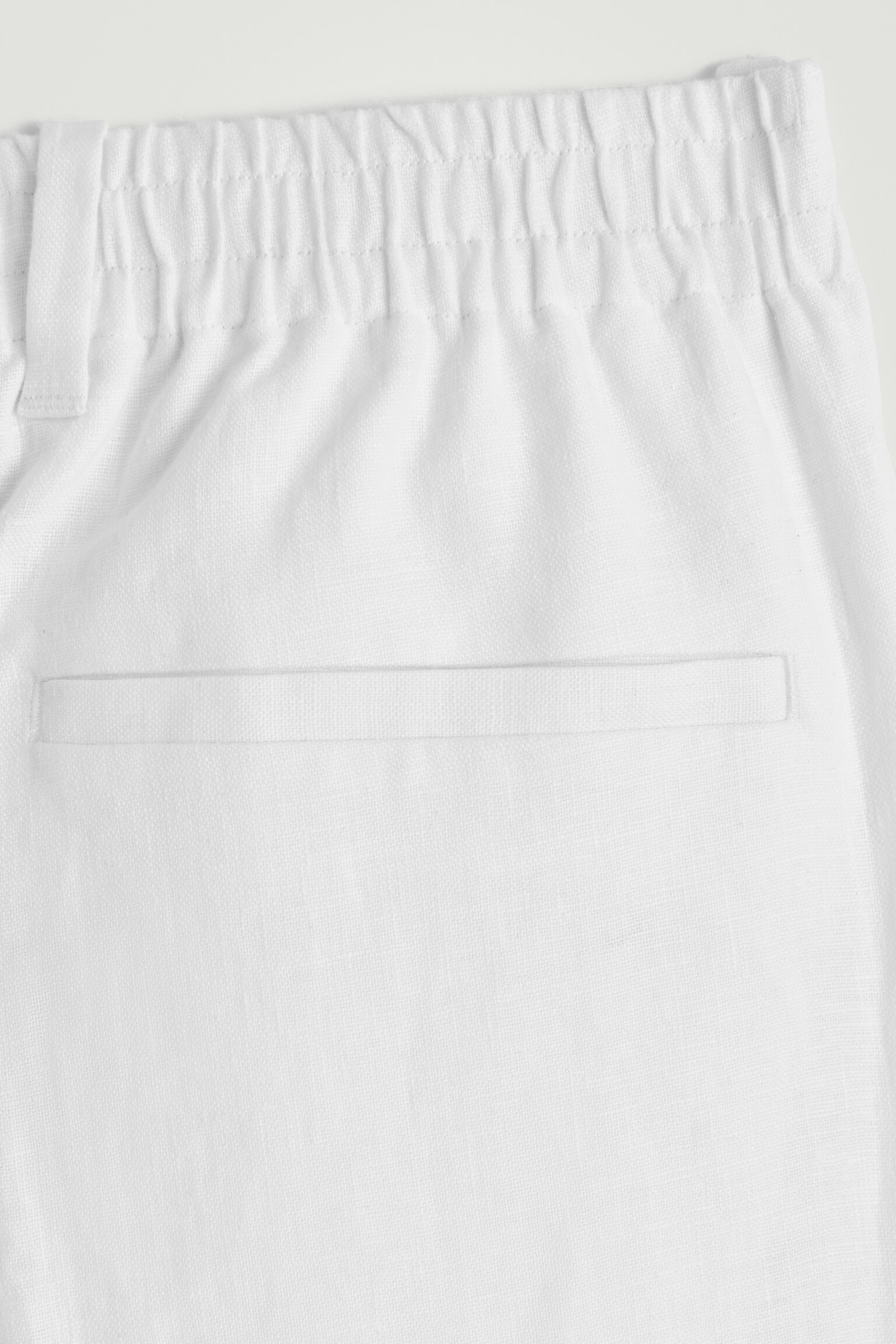PANTALON DROIT À TAILLE ÉLASTIQUÉE EN LIN - BLANC/BLEU MARINE/BRUN - 4