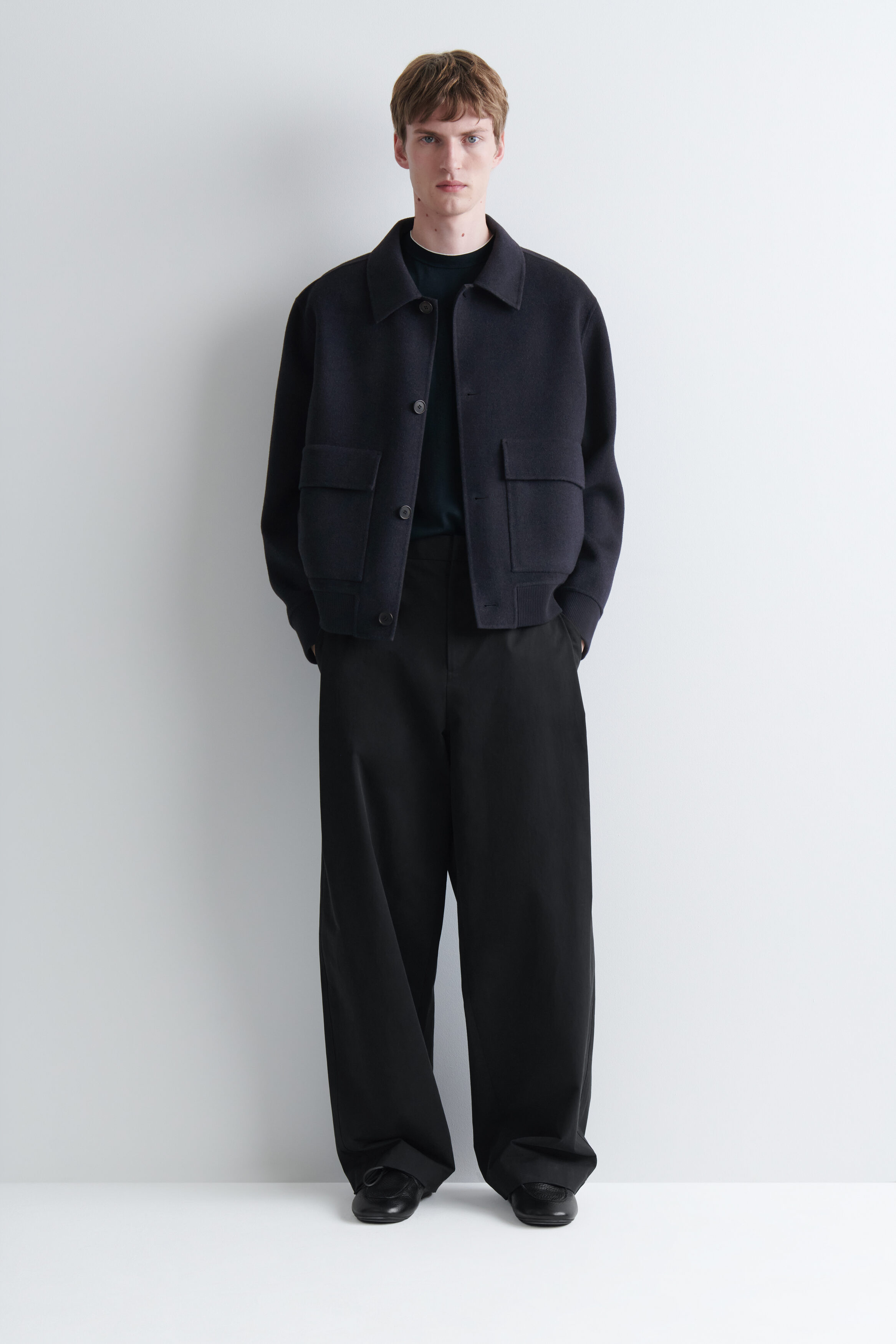 CONTRAST-TIPPED SILK-COTTON T-SHIRT - NAVY / WHITE | COS US