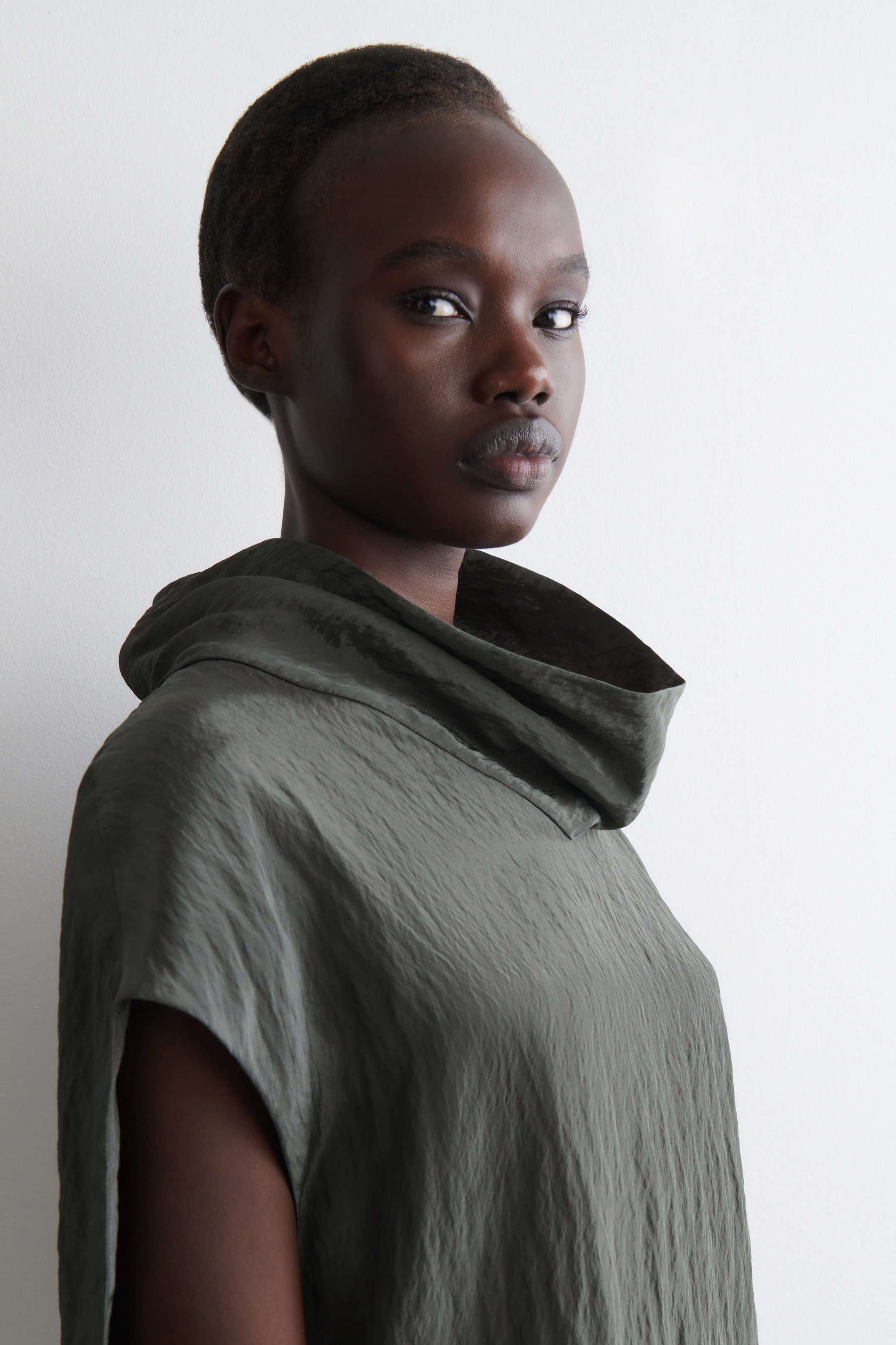 CRINKLED-SATIN TOP