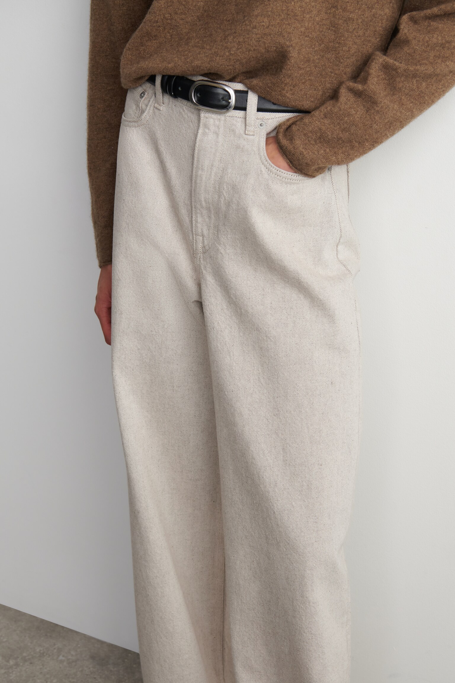 DIAL WIDE-LEG JEANS - LIGHT BEIGE - 4