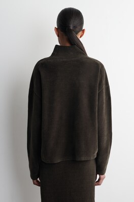 CHENILLE MOCK-NECK SWEATER — BROWN 4