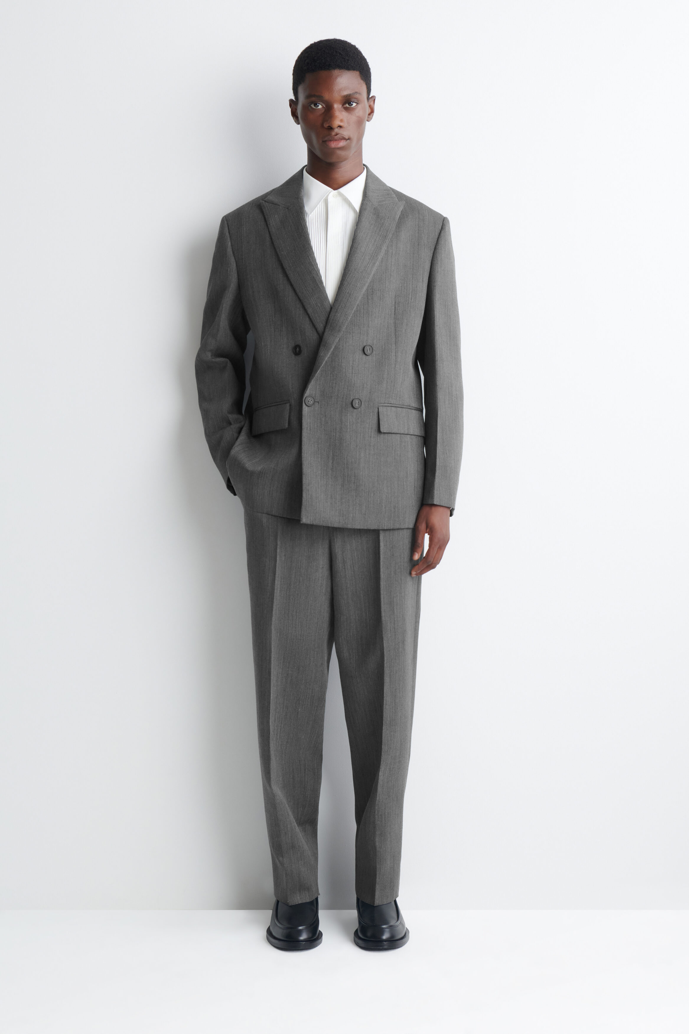 DOUBLE-BREASTED WOOL BLAZER - HEATHER | COS US