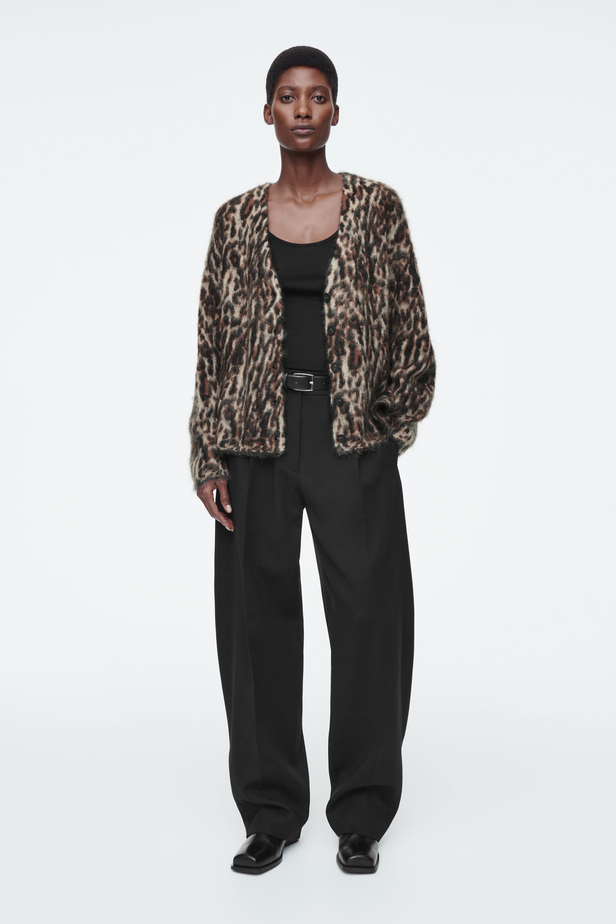 LEOPARD-JACQUARD MOHAIR-BLEND CARDIGAN - LEOPARD | COS