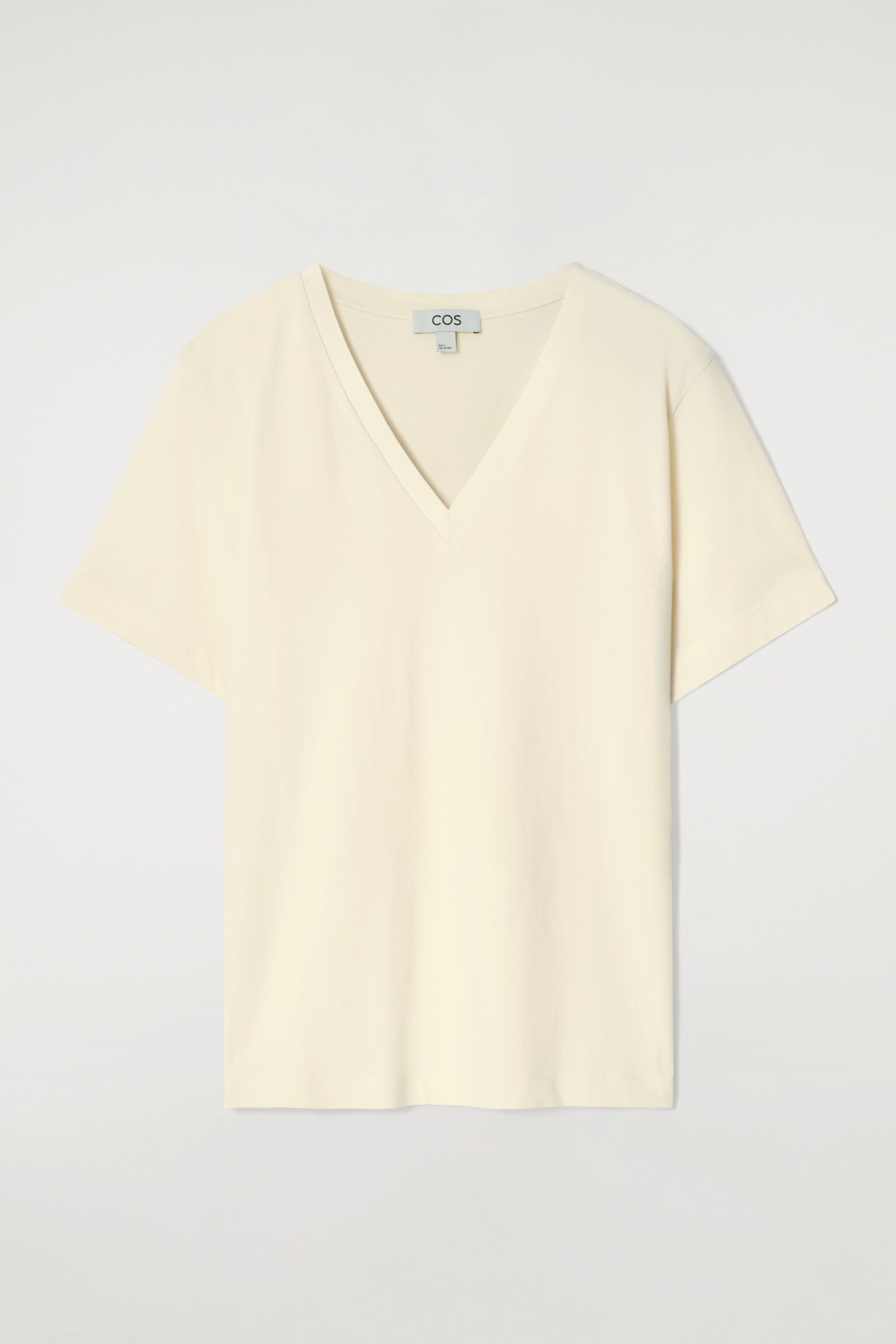 T-SHIRT À COL EN V EN COTON - BEIGE CLAIR / NON TEINT/GRIS CHINÉ/BLANC / RAYURES/BLANC/NOIR/BLEU MARINE - 2